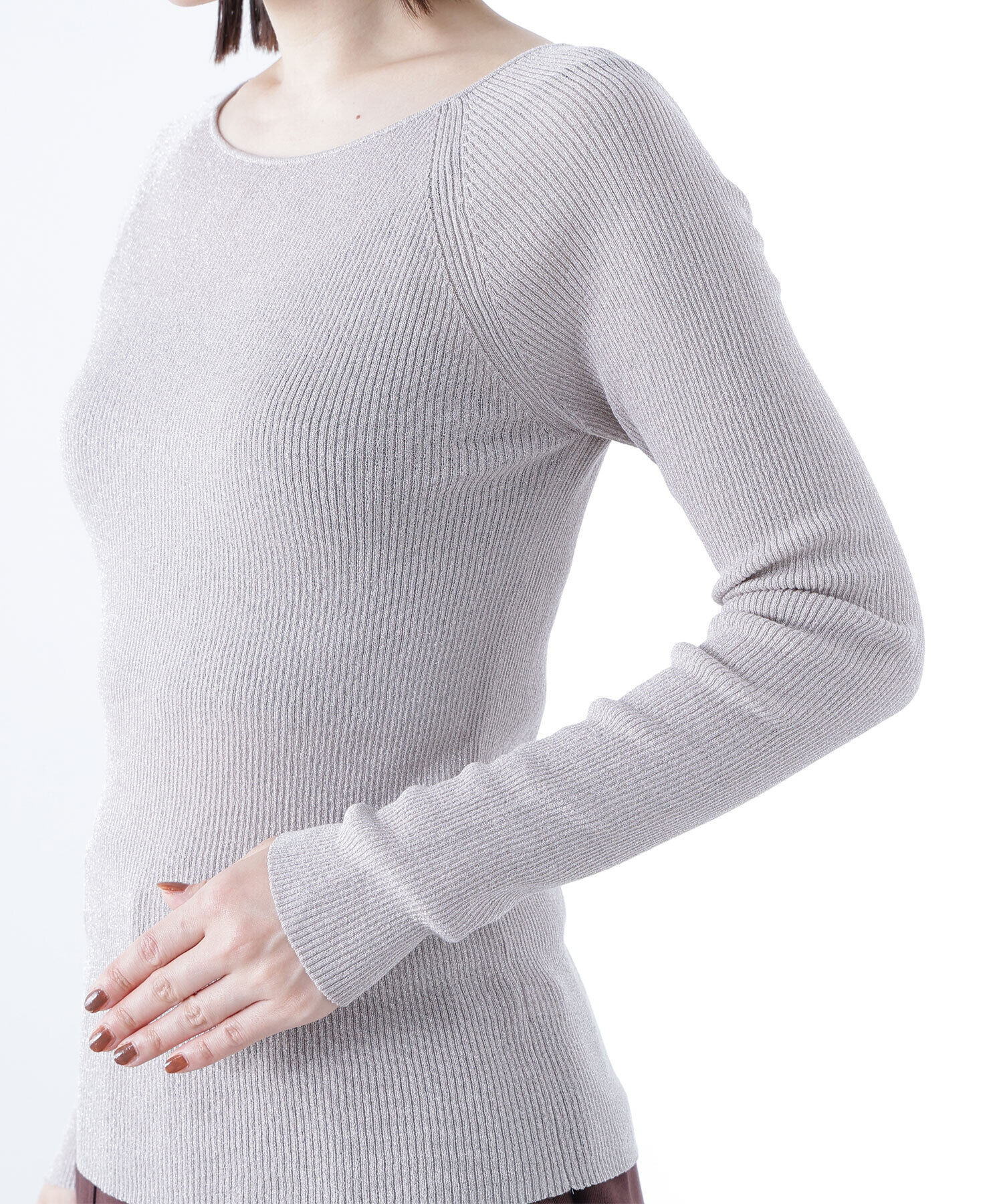  「ラメリブボートネックニット」|ニット・セーター|