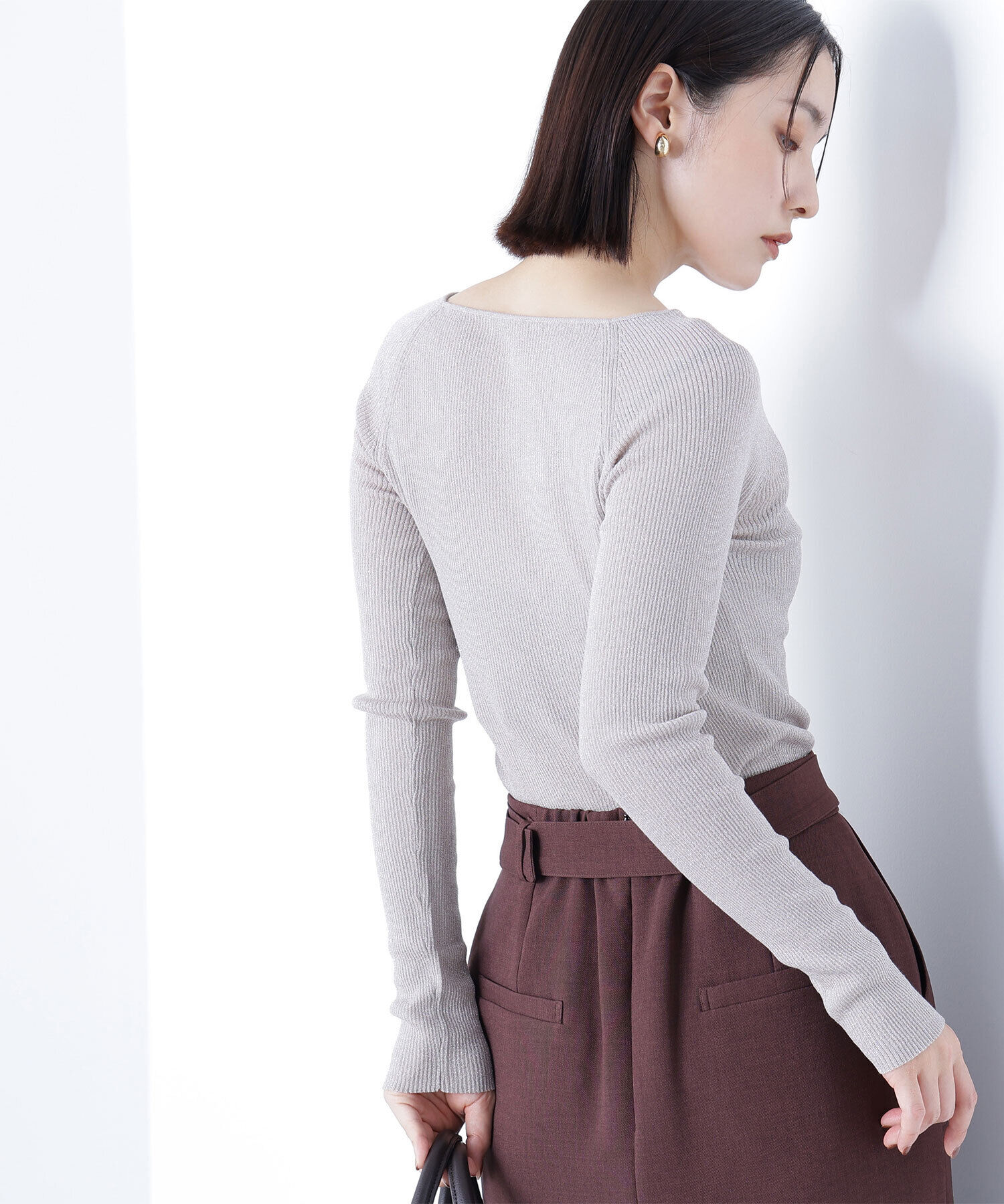  「ラメリブボートネックニット」|ニット・セーター|