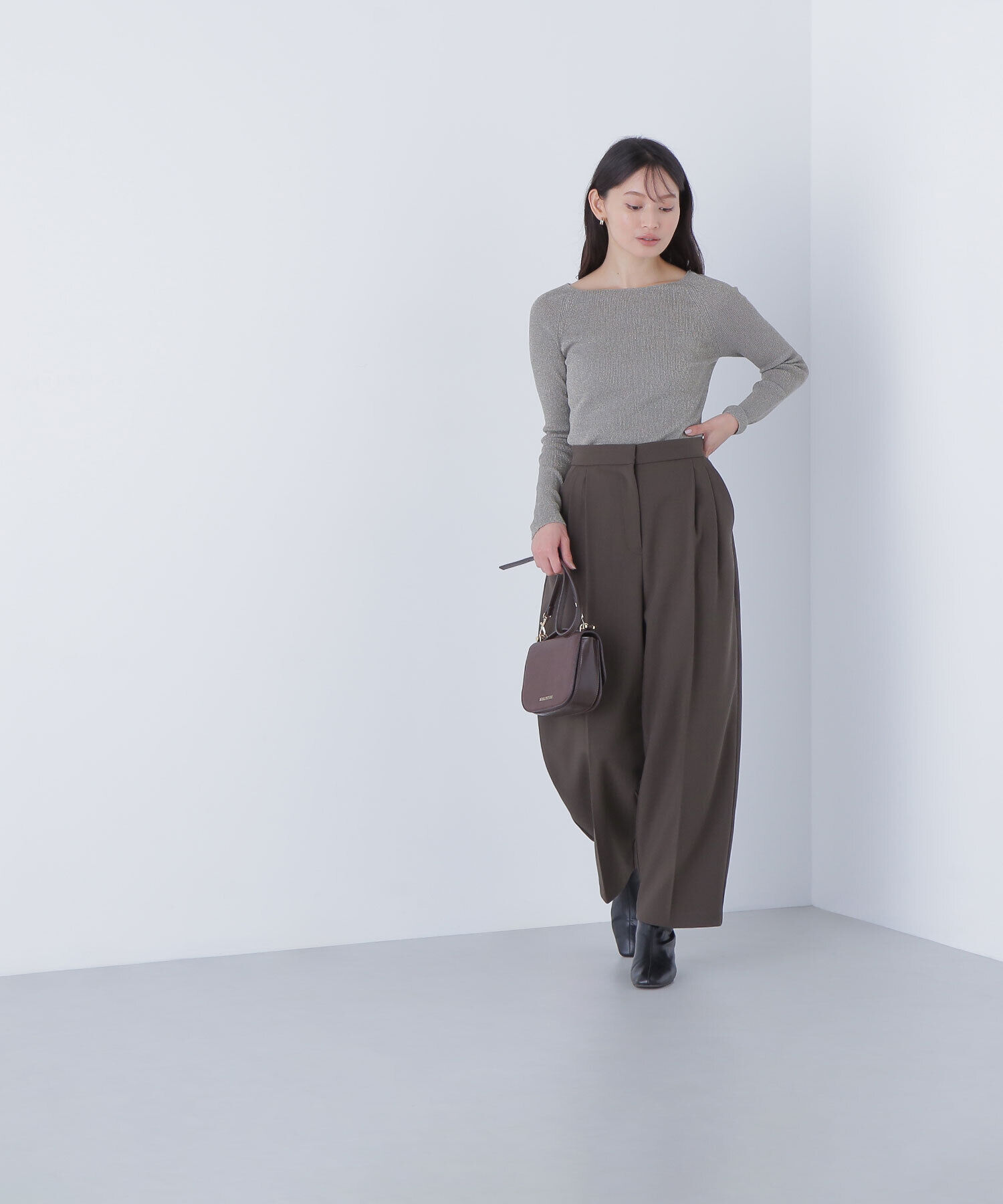  「ラメリブボートネックニット」|ニット・セーター|