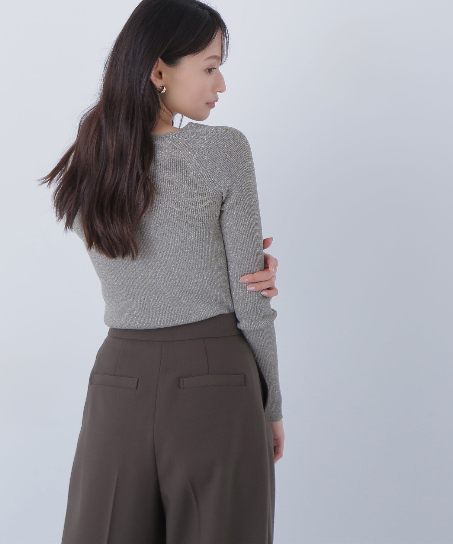  「ラメリブボートネックニット」|ニット・セーター|