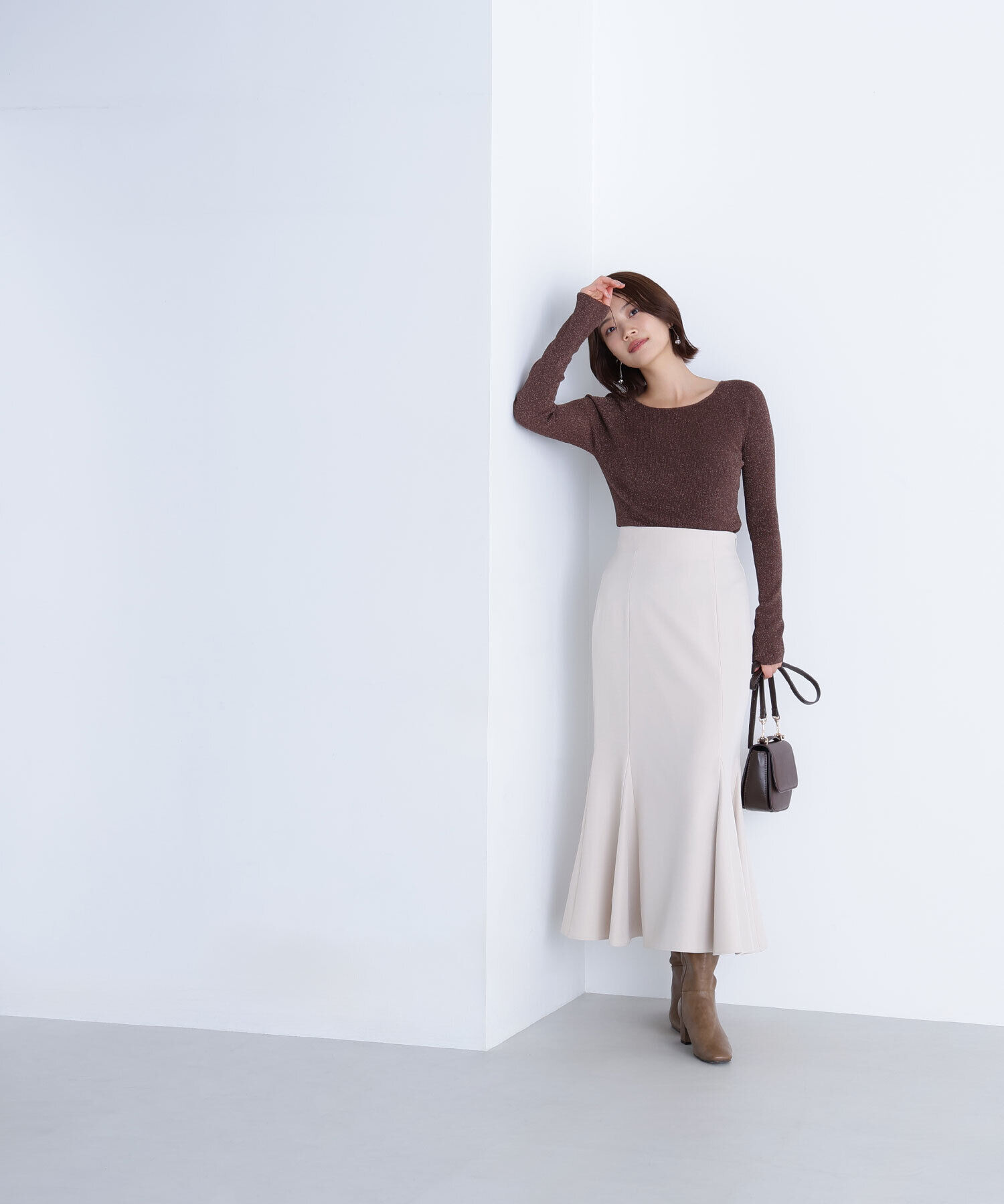  「ラメリブボートネックニット」|ニット・セーター|