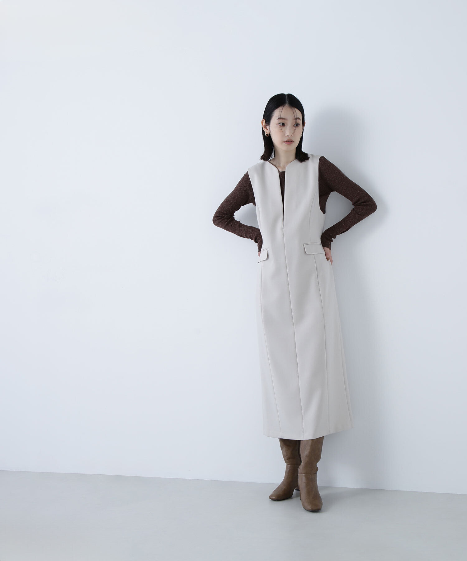  「ラメリブボートネックニット」|ニット・セーター|