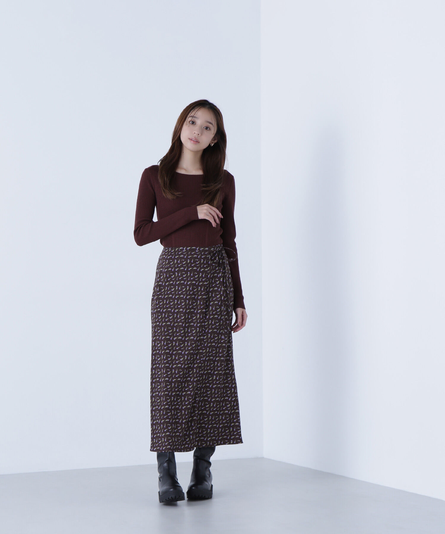  「フラワープリントラップスカート」|スカート|