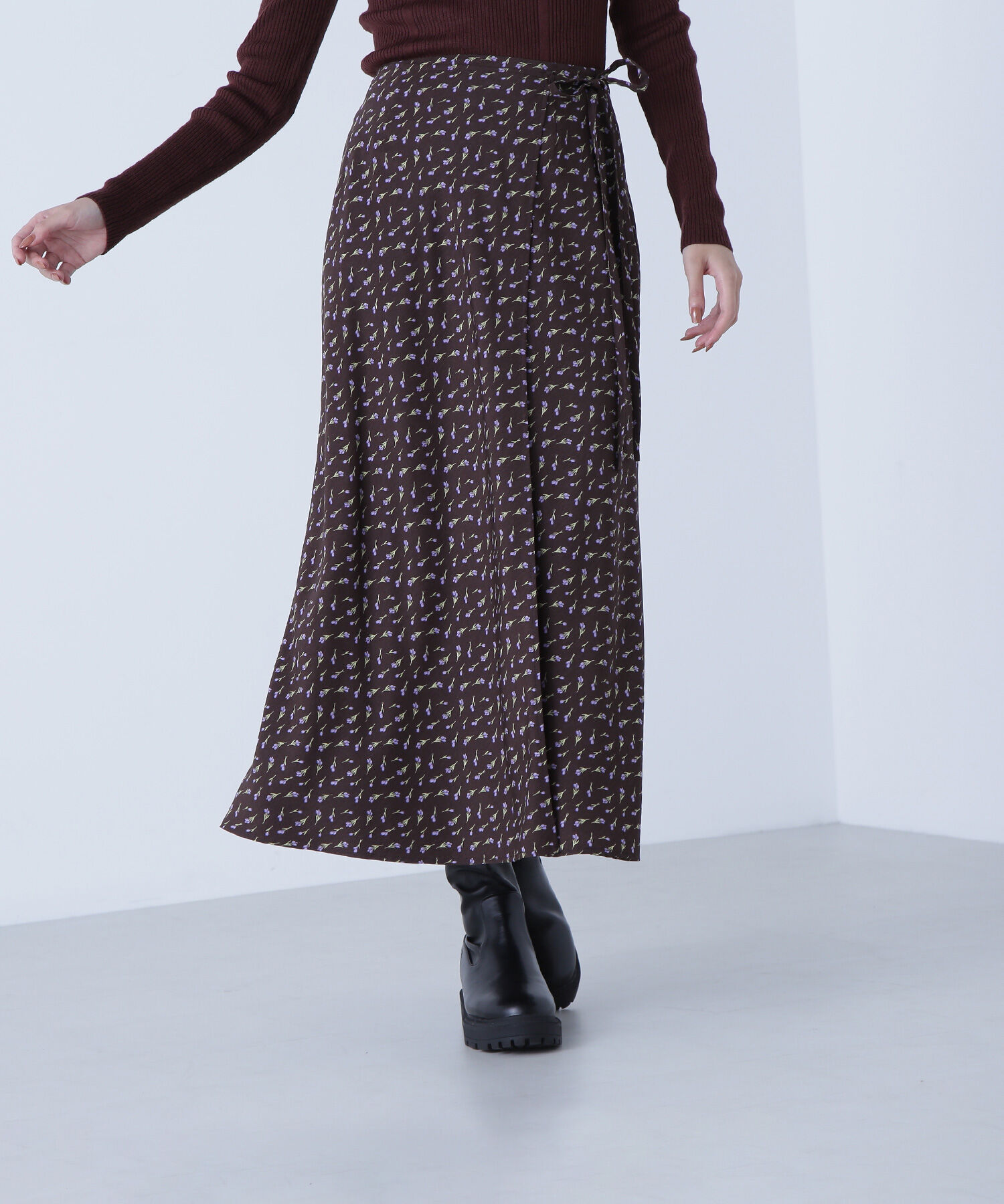  「フラワープリントラップスカート」|スカート|