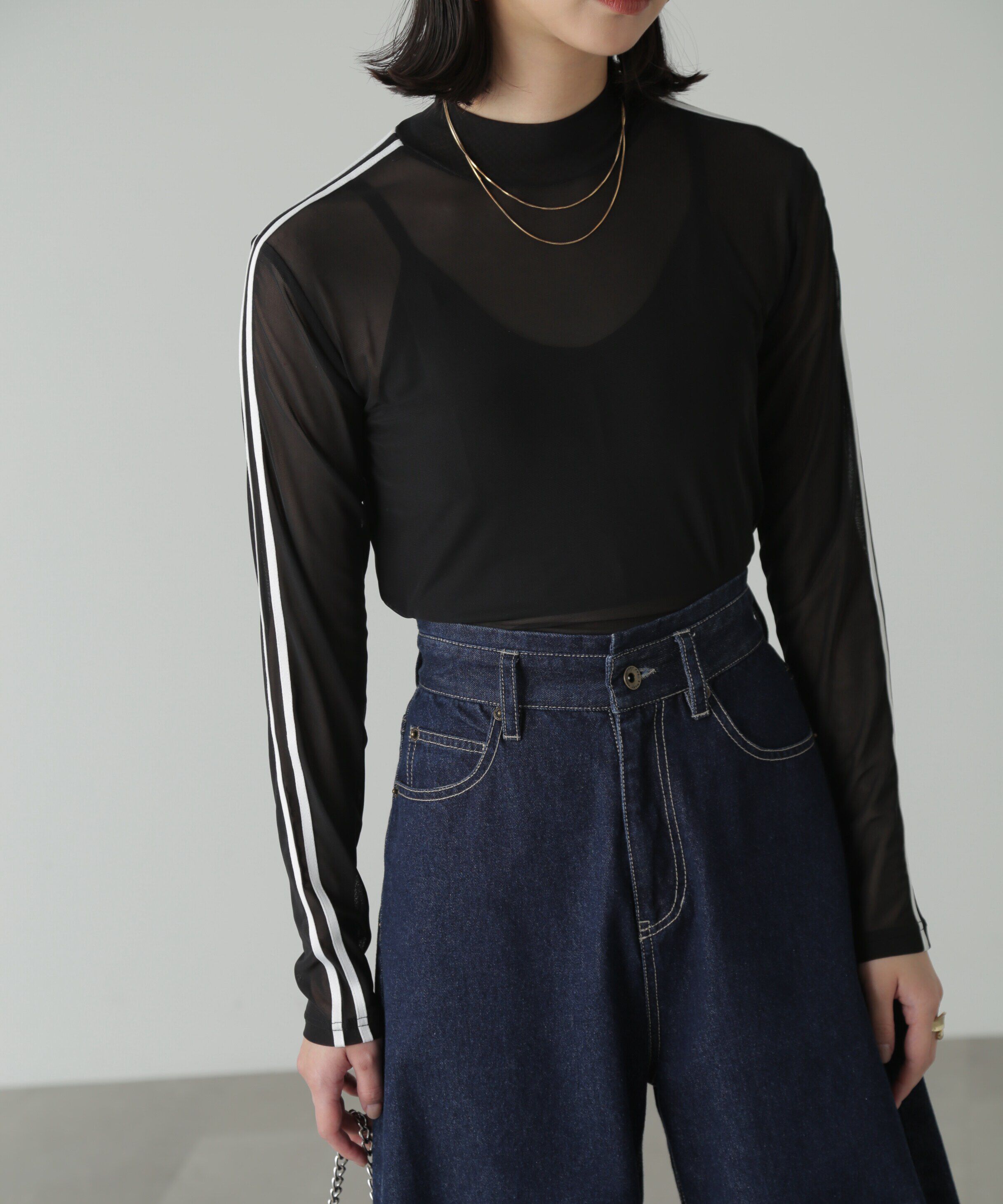  「ラインシアーハイネックカットソー」|Tシャツ・カットソー|