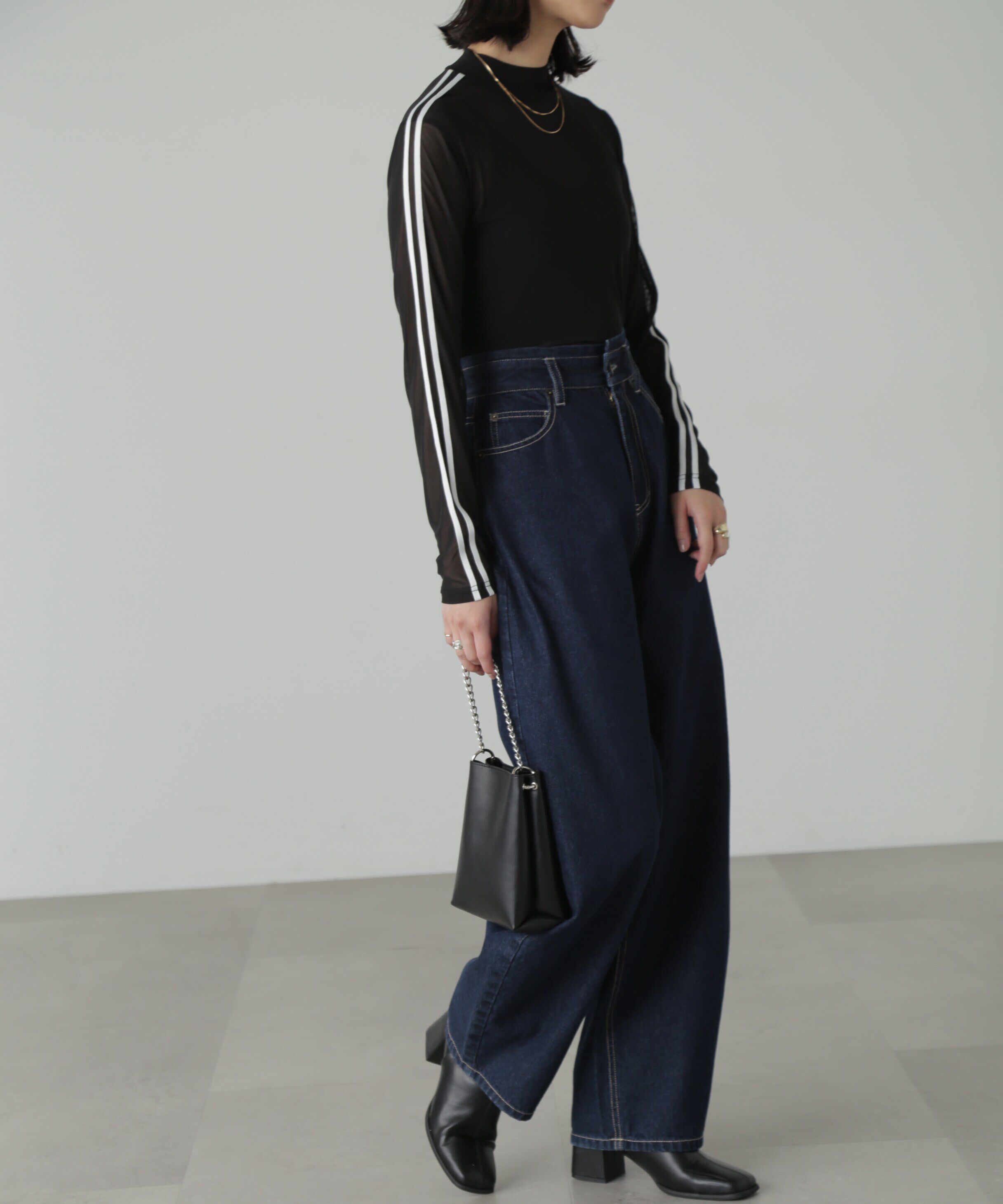  「ラインシアーハイネックカットソー」|Tシャツ・カットソー|