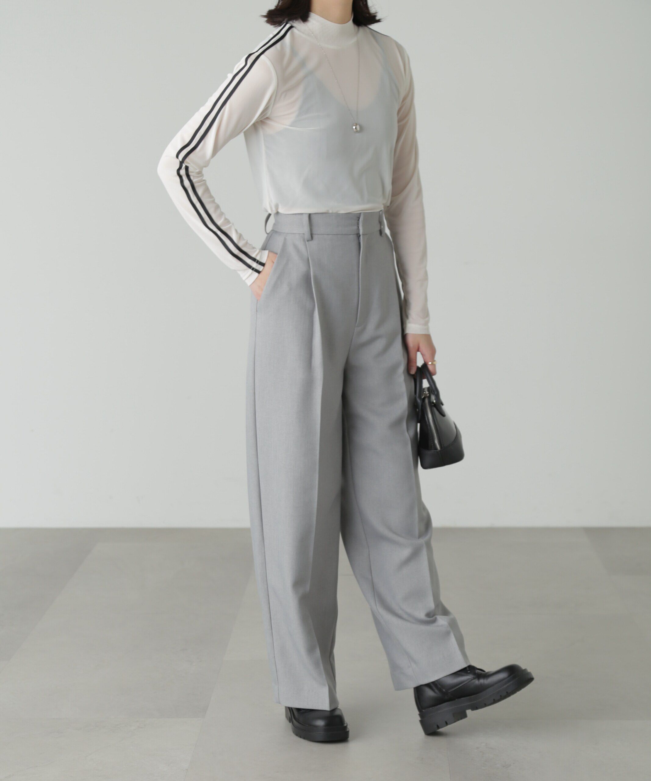  「ラインシアーハイネックカットソー」|Tシャツ・カットソー|