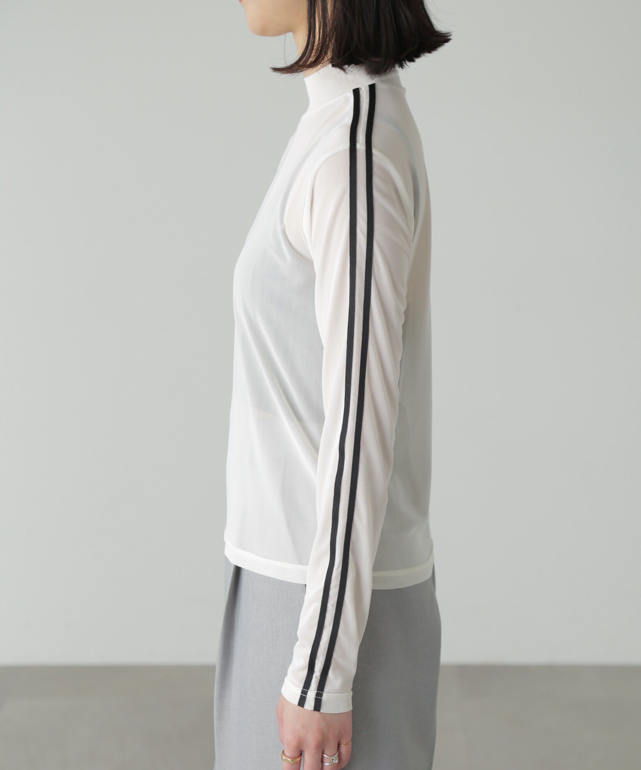  「ラインシアーハイネックカットソー」|Tシャツ・カットソー|