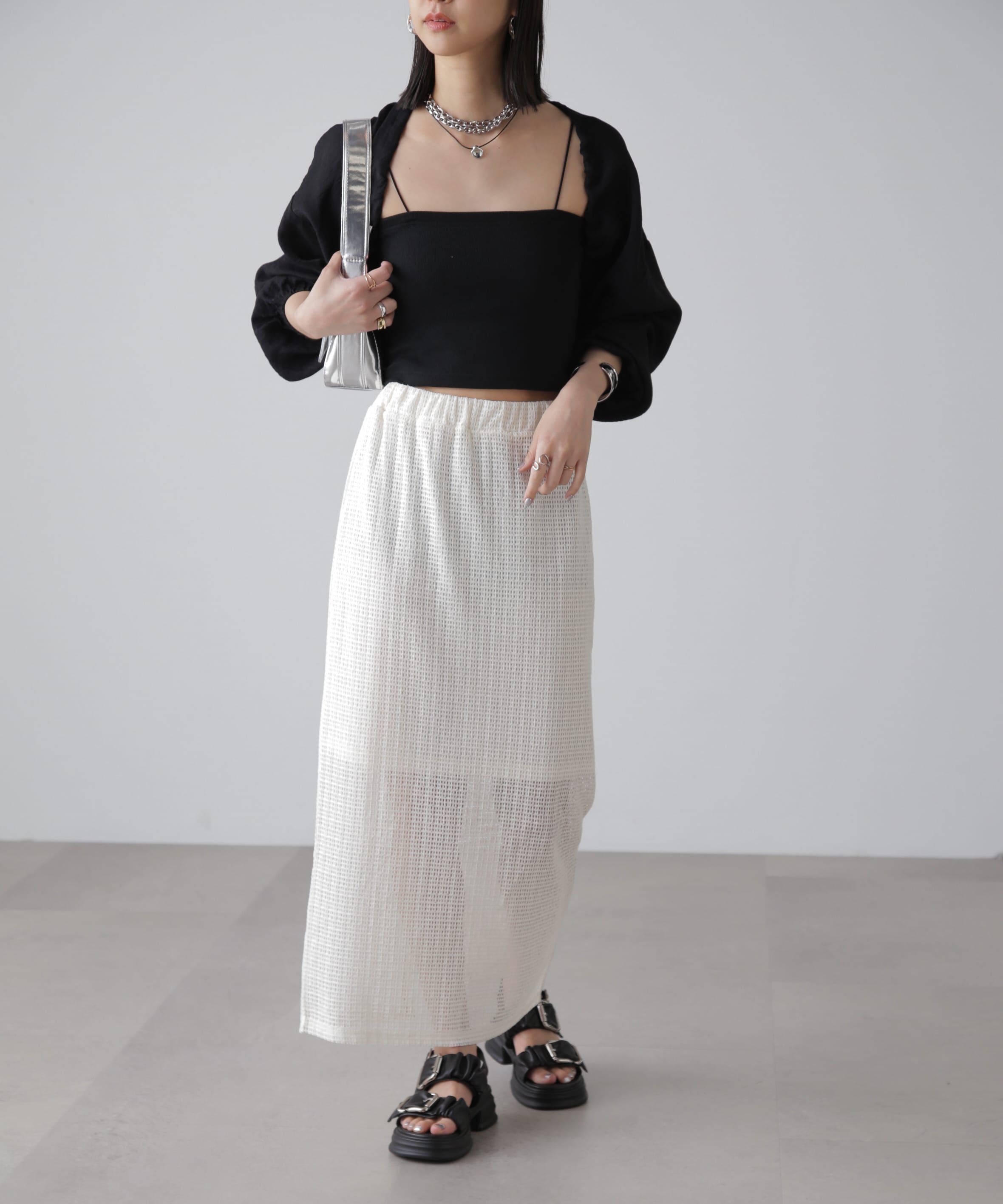  「レイヤードメッシュナロースカート」|スカート|