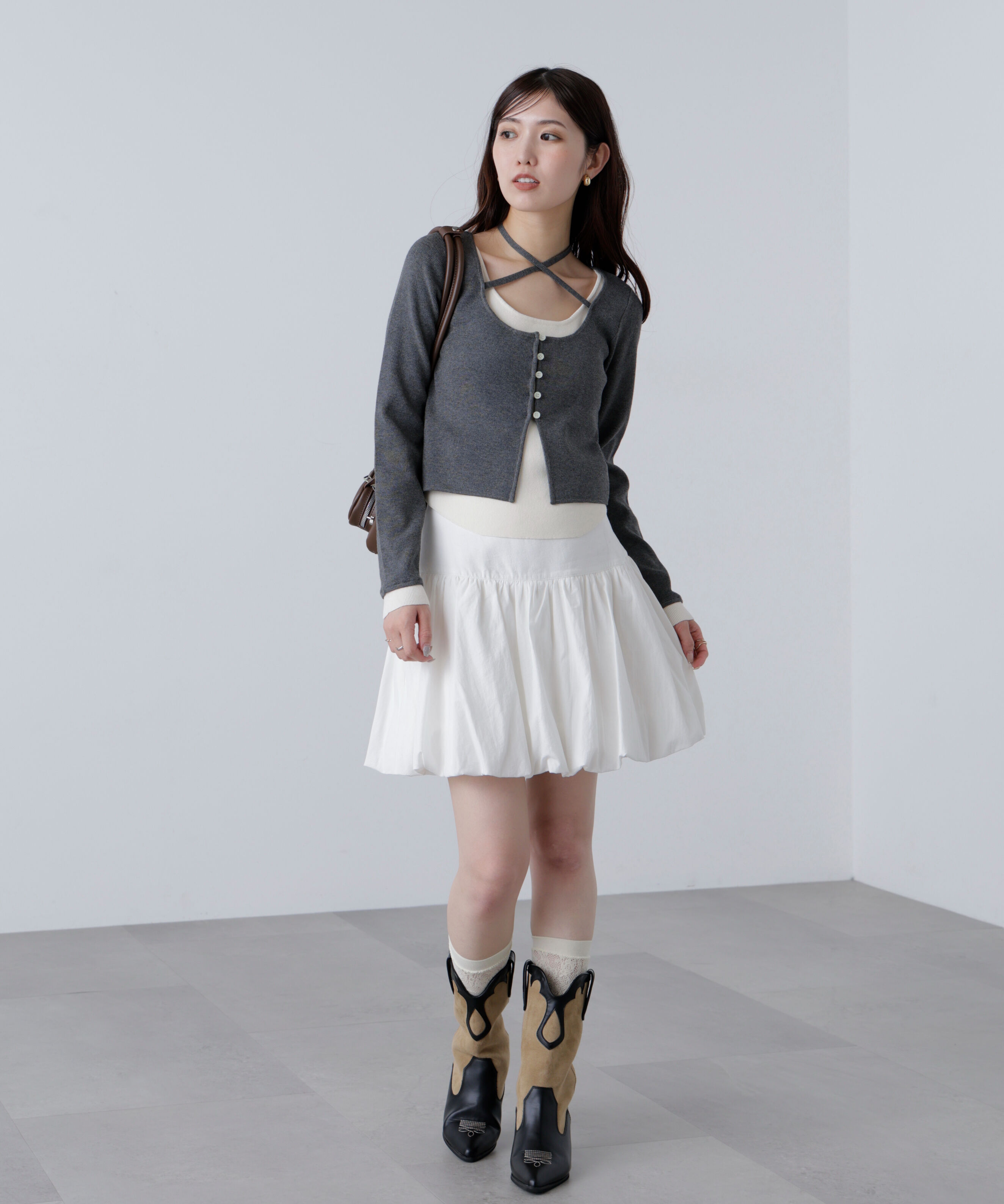  「キャミレイヤードクルーネックニット」|ニット・セーター|