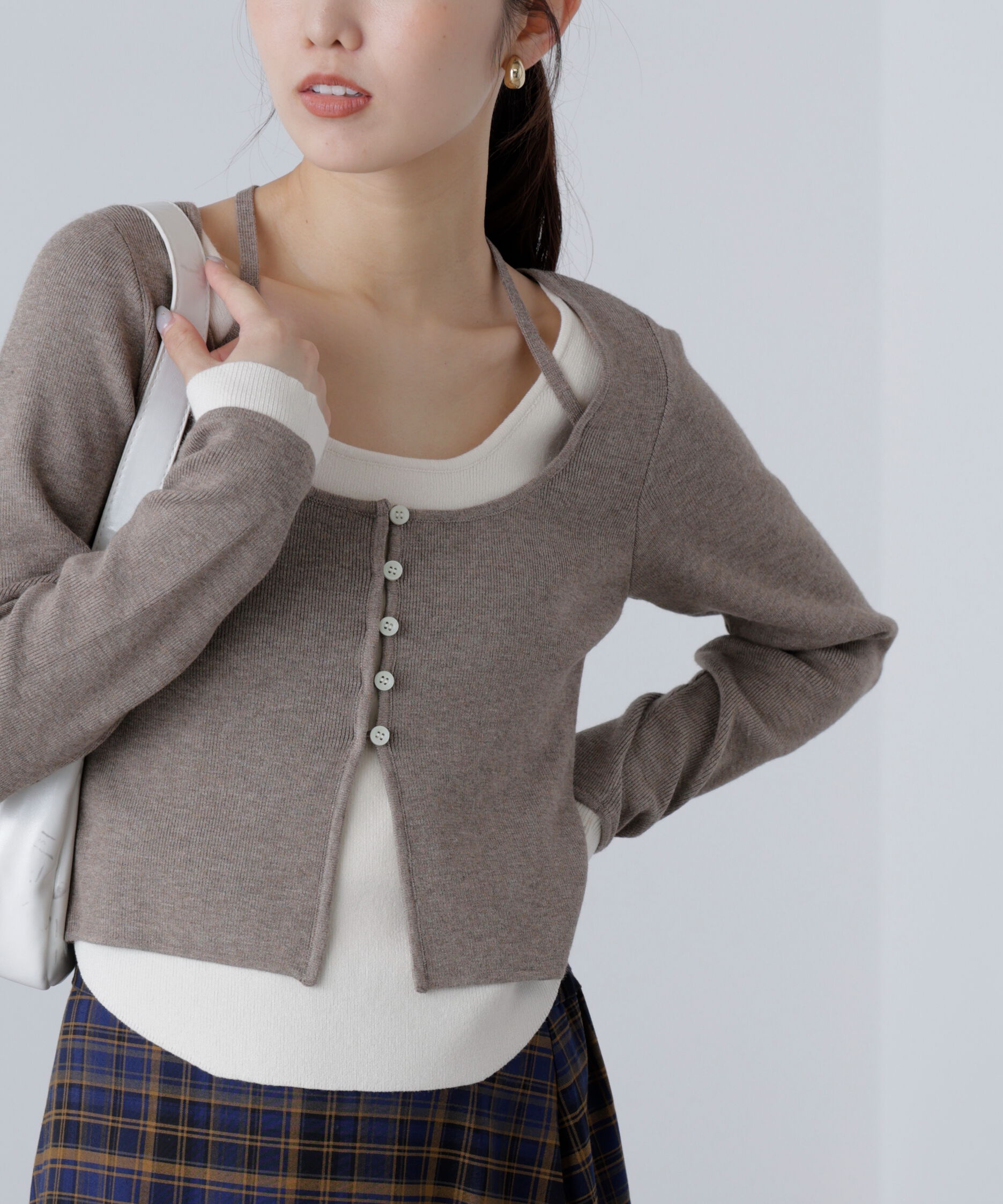  「キャミレイヤードクルーネックニット」|ニット・セーター|