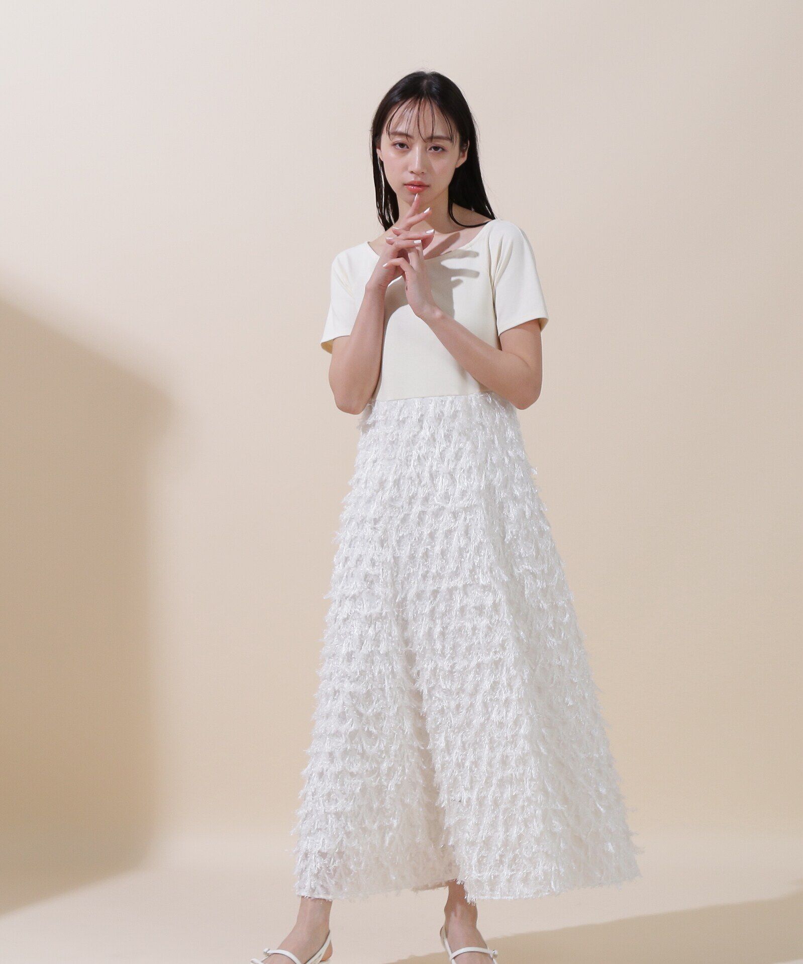  「ボートネックカットドッキングワンピース」|ワンピース|