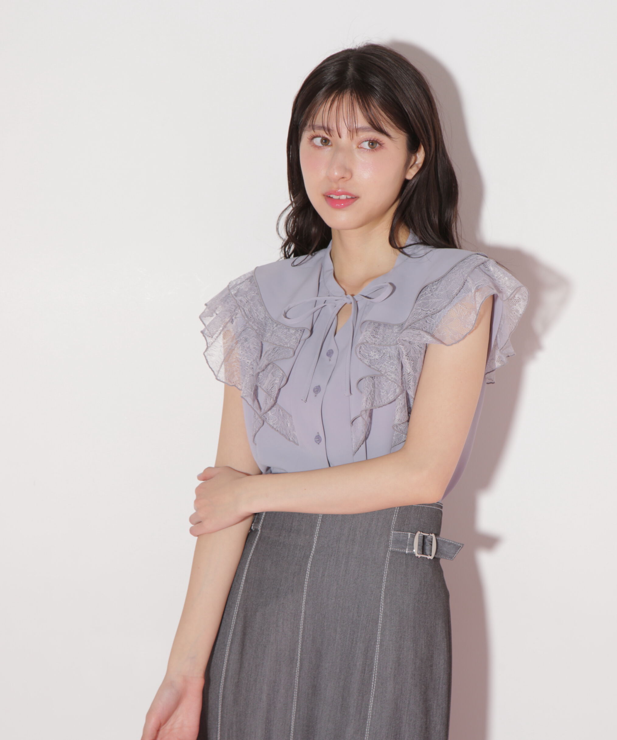  「ケープフリルフレアスリーブブラウス」|シャツ・ブラウス|