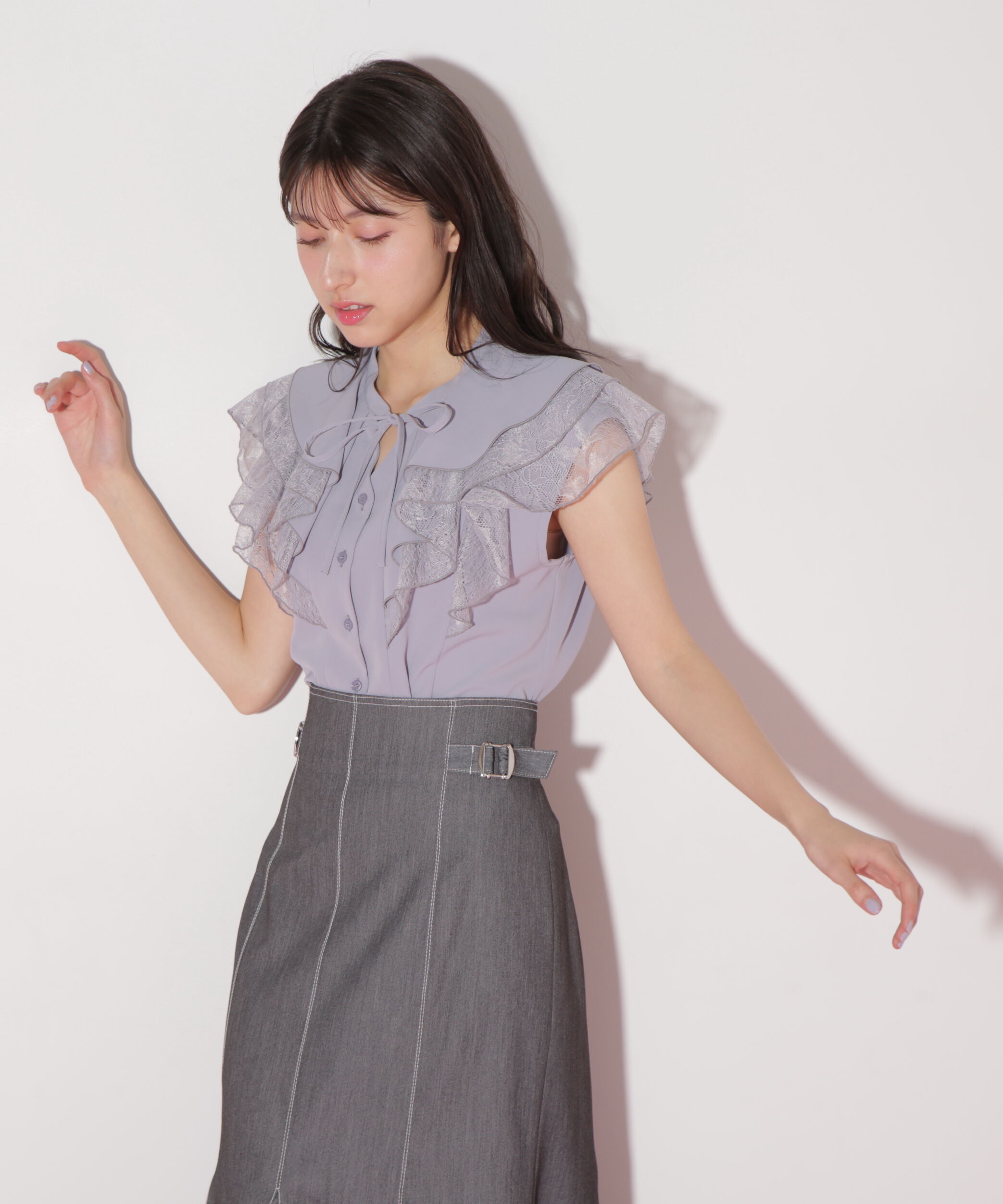  「ケープフリルフレアスリーブブラウス」|シャツ・ブラウス|