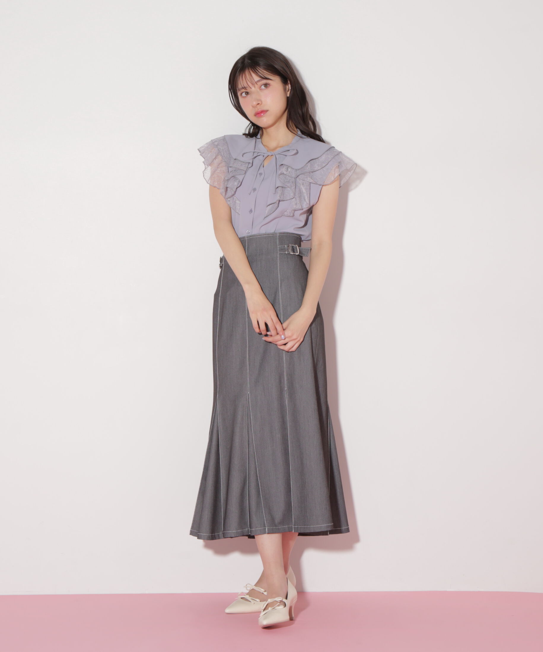  「ケープフリルフレアスリーブブラウス」|シャツ・ブラウス|