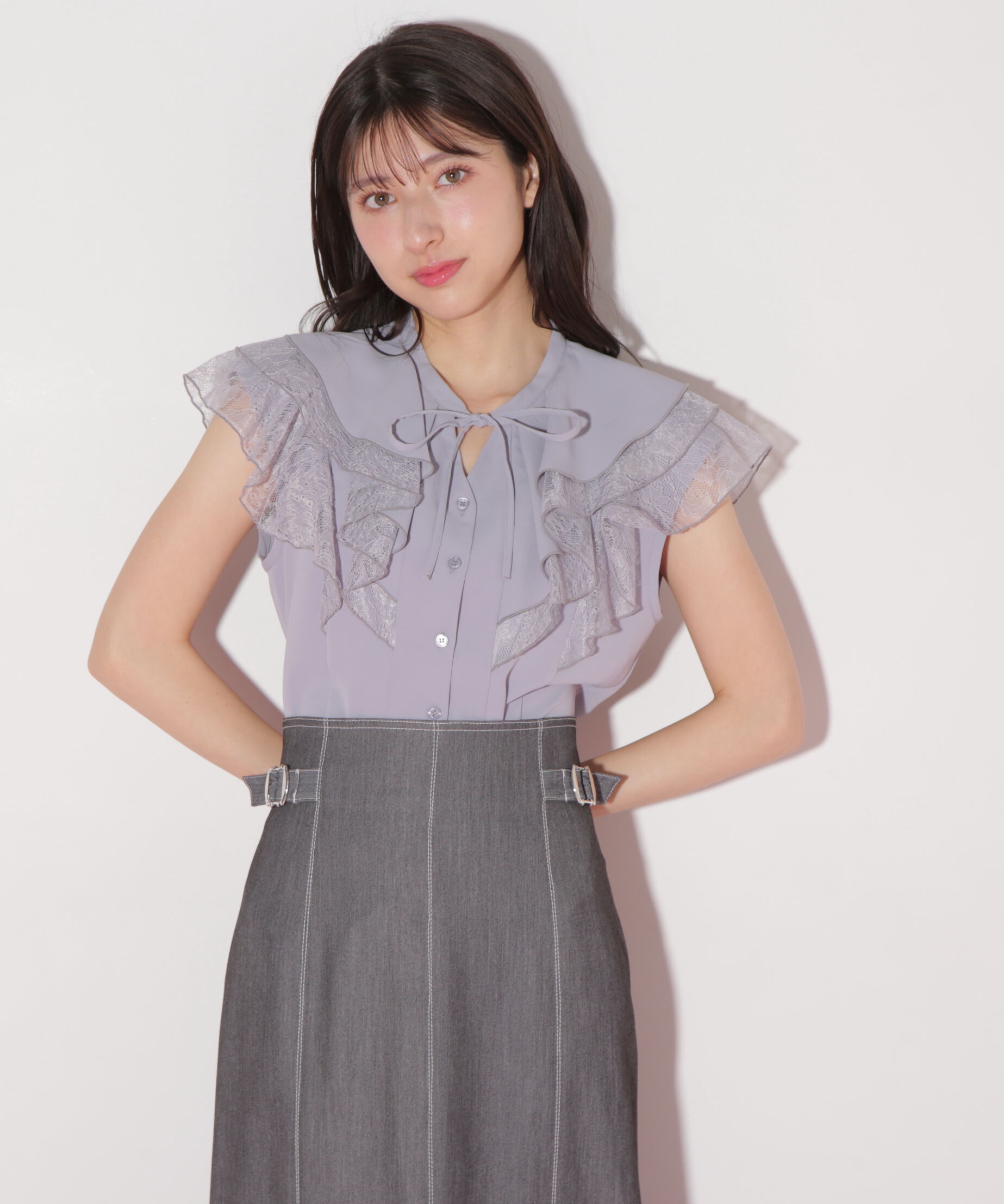  「ケープフリルフレアスリーブブラウス」|シャツ・ブラウス|