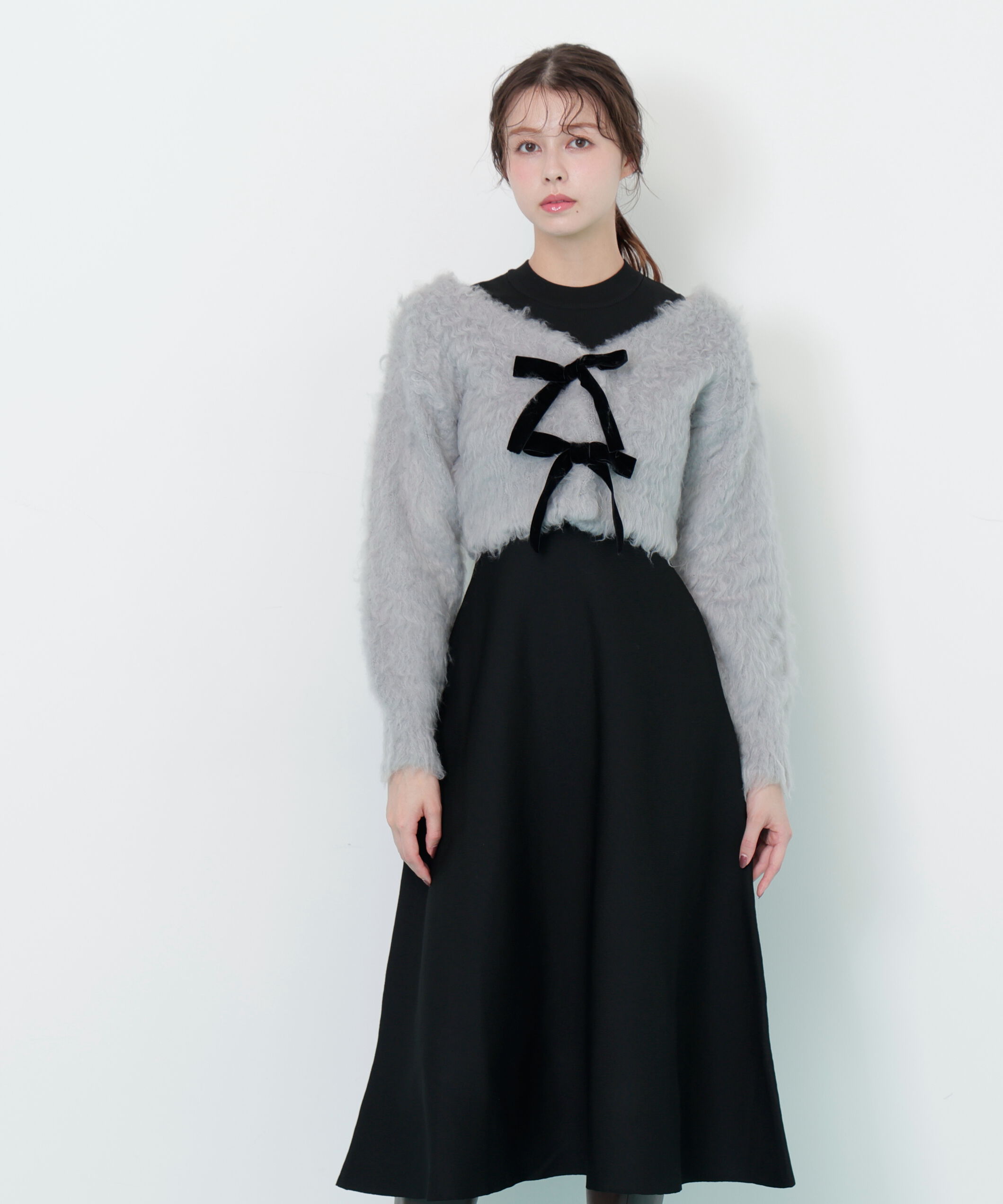  「起毛カーデニットワンピースセット」|ワンピース|