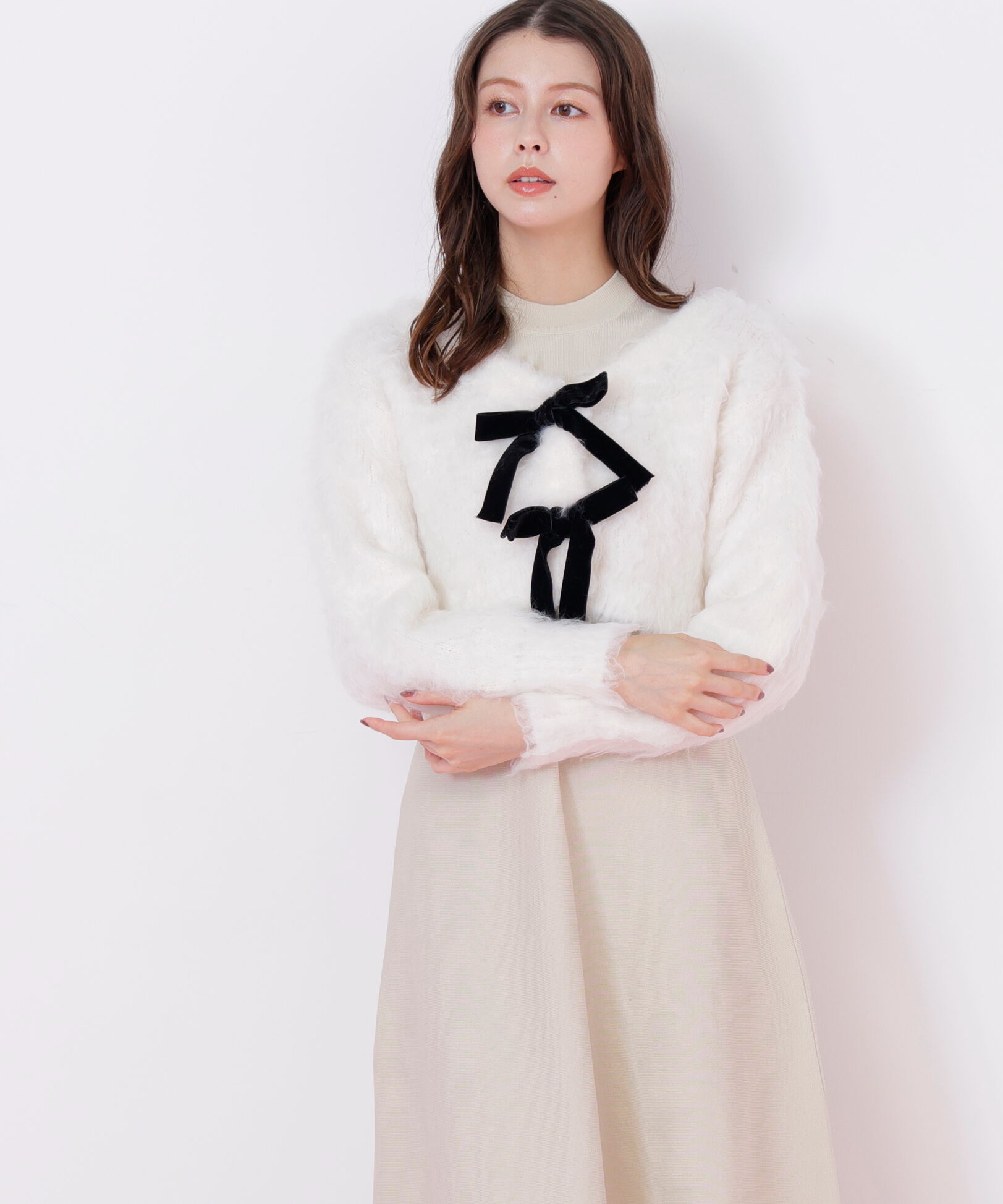  「起毛カーデニットワンピースセット」|ワンピース|