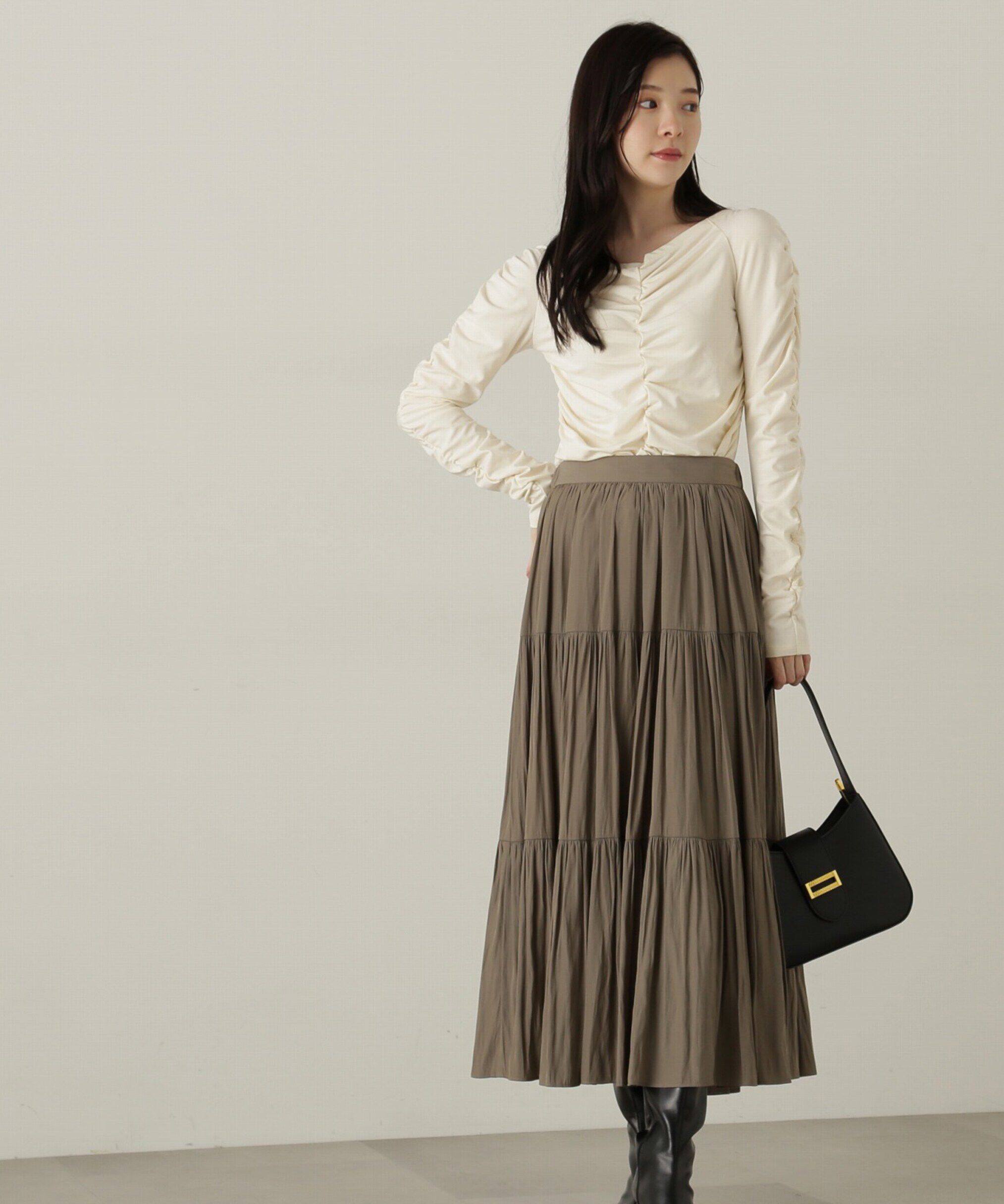 PROPORTION BODY DRESSING「シャーリングロングT」|Tシャツ・カットソー|