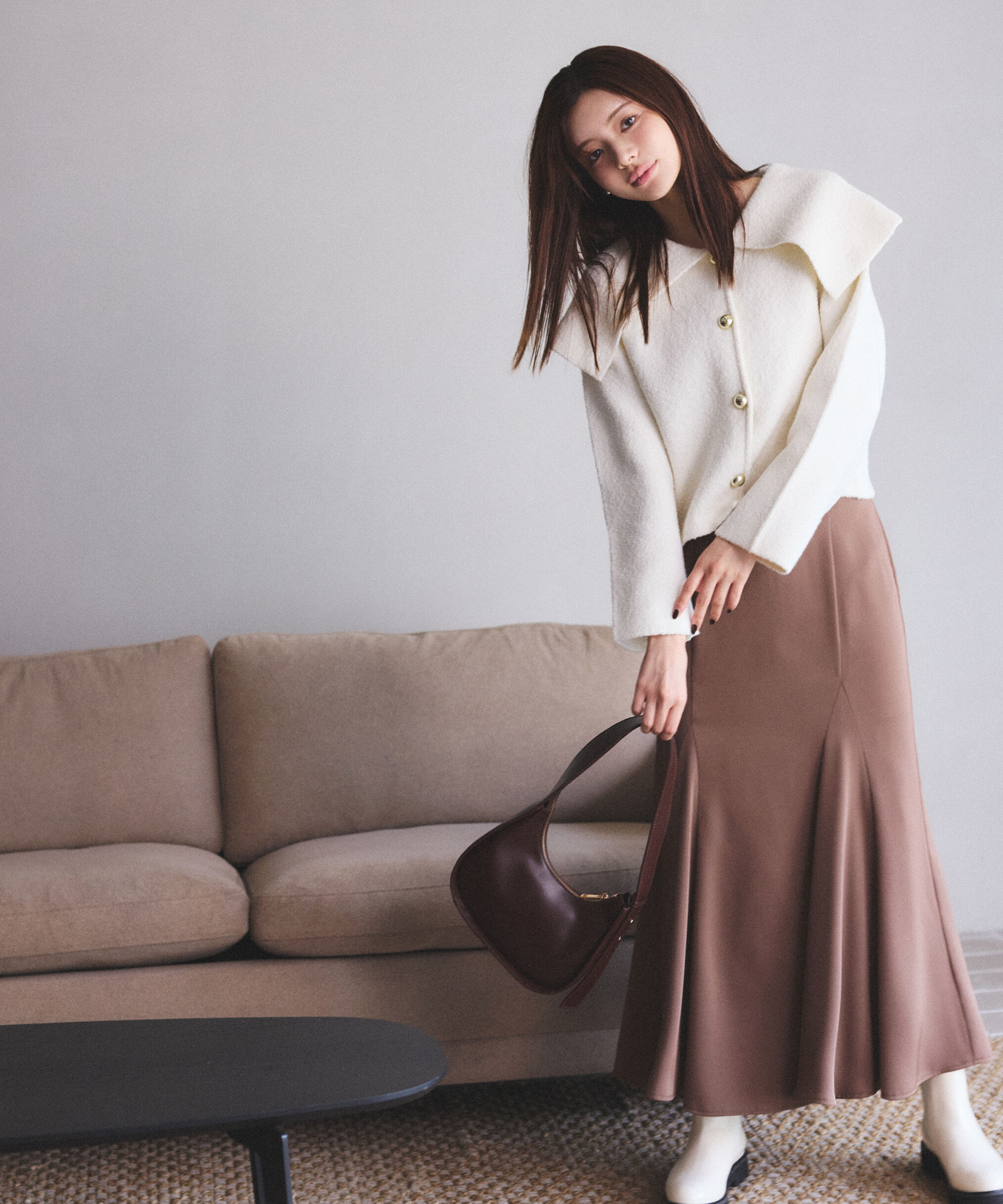 PROPORTION BODY DRESSING「ビッグカラーカーディガン 25AW」|カーディガン|