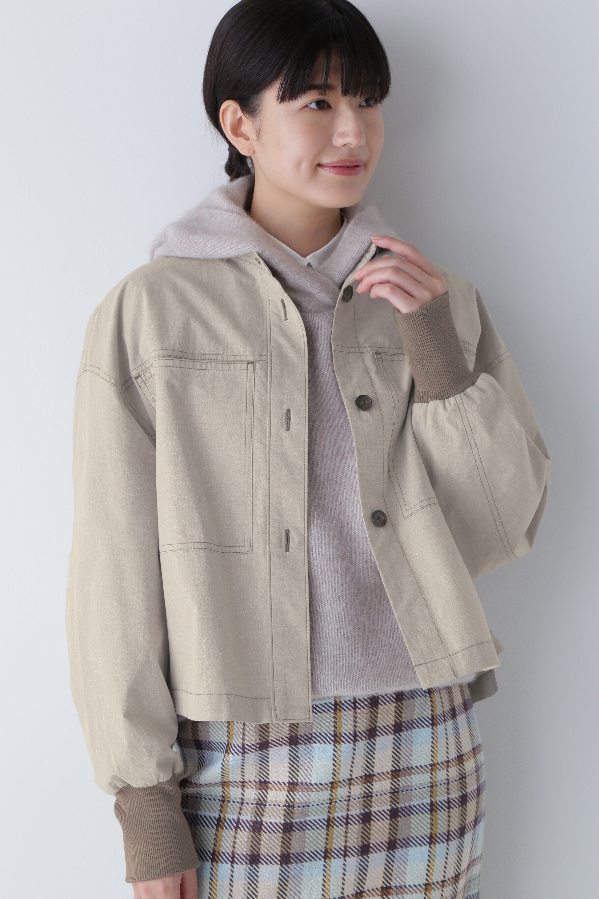  「◆３０／－リサイクル混コットンウェザーブルゾン」|ブルゾン・スタジャン|ライトブラウ