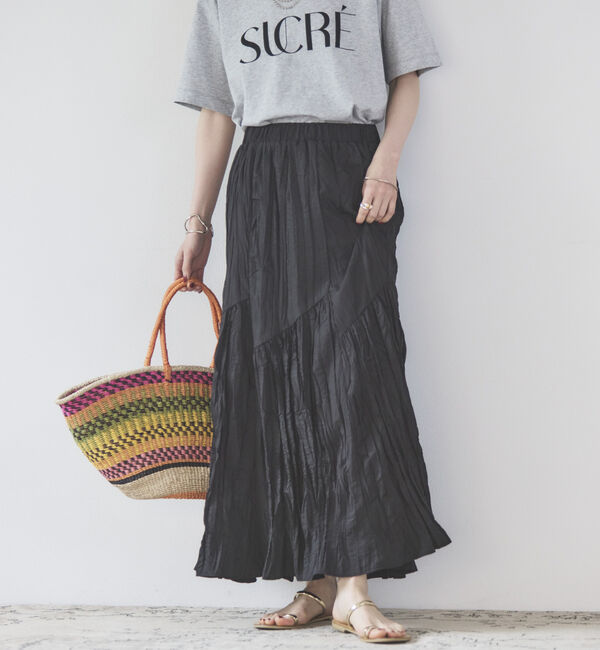 Doux archives「ワッシャーフレアスカート」|スカート|BLACK