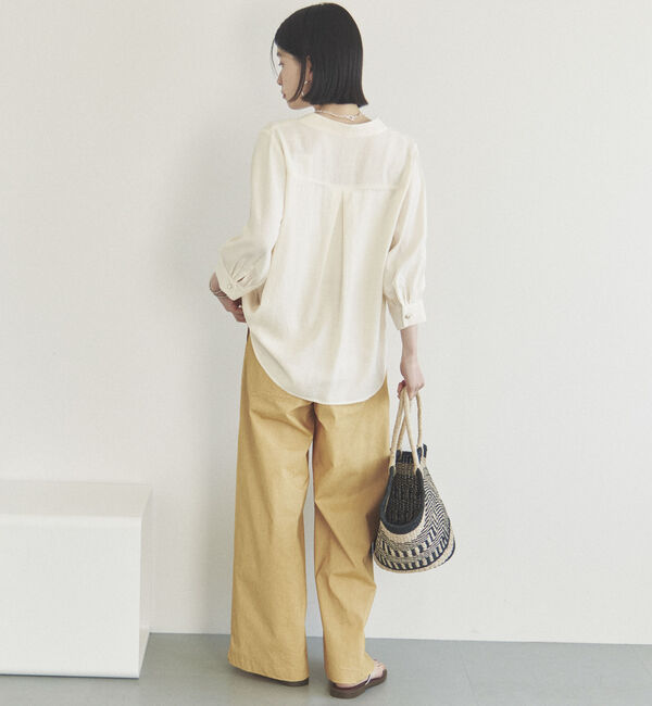 Doux archives「ウォッシャブルリネンライクＶ開きタックブラウス」|シャツ・ブラウス|