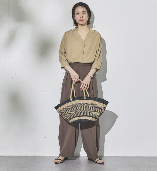 Doux archives「ウォッシャブルリネンライクＶ開きタックブラウス」|シャツ・ブラウス|