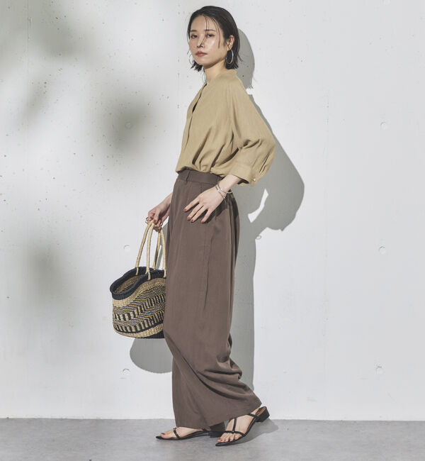 Doux archives「ウォッシャブルリネンライクＶ開きタックブラウス」|シャツ・ブラウス|