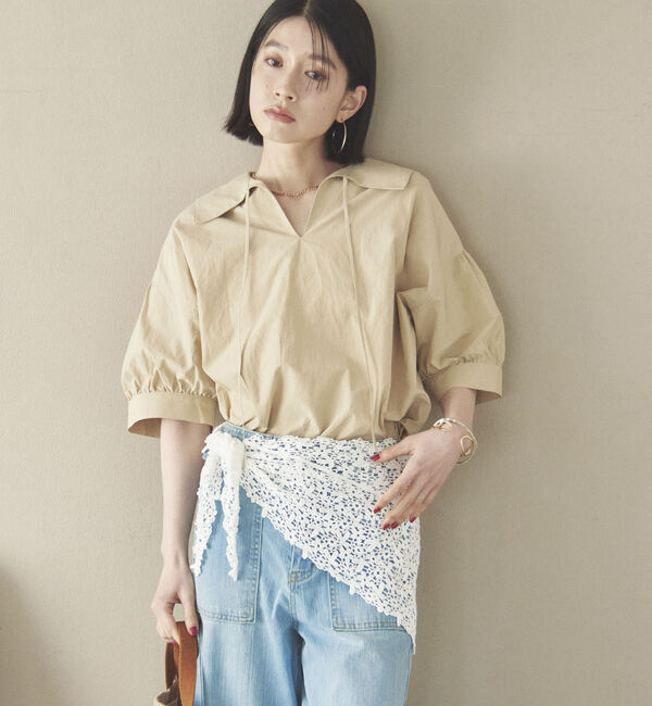 Doux archives「ビッグカラースキッパーブラウス」|シャツ・ブラウス|BEIGE