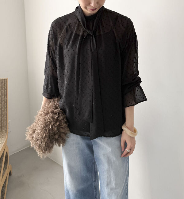 Doux archives「ドットシフォンボウタイブラウス」|シャツ・ブラウス|