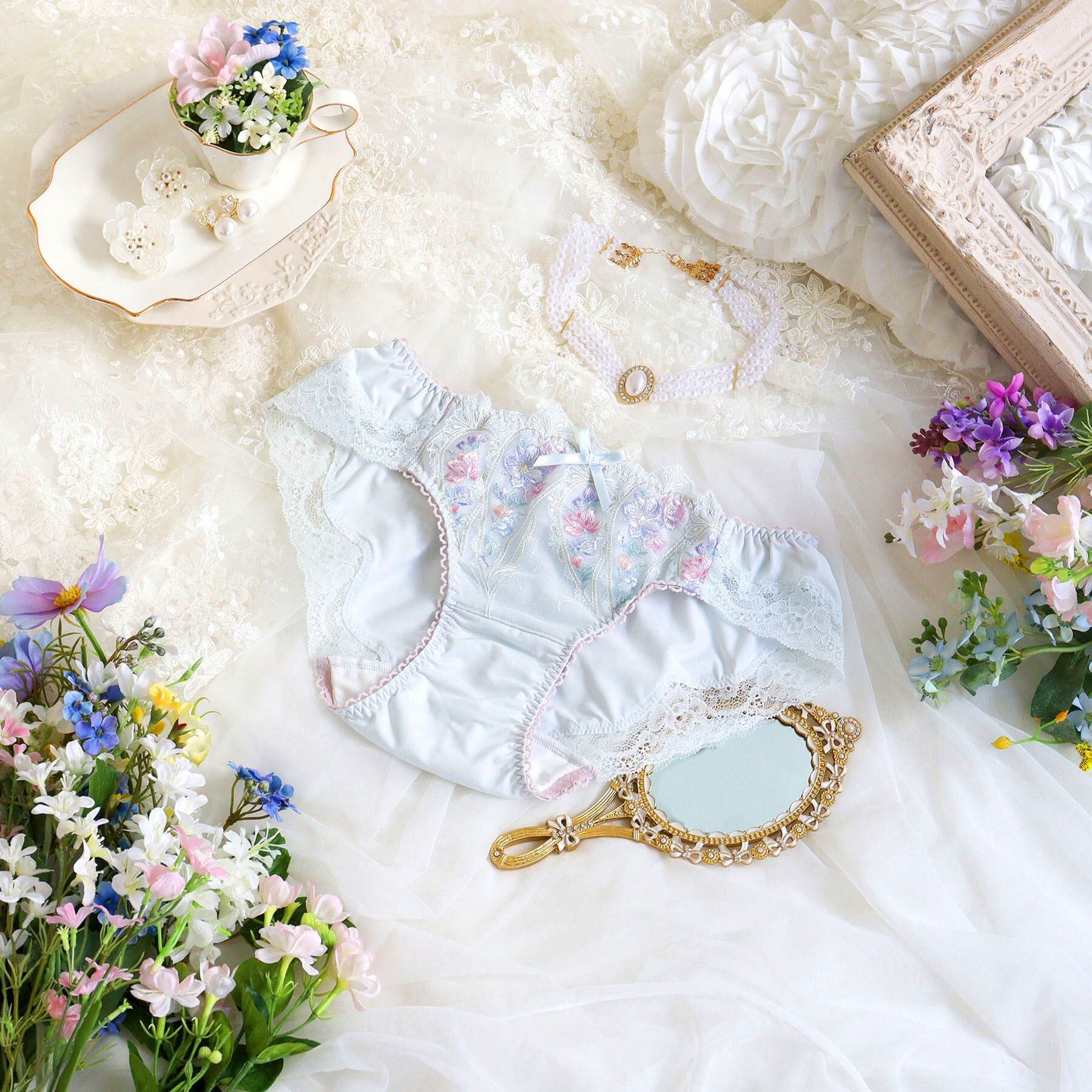 Risa Magli「フロリタ サニタリーショーツ」|インナー|サックスブルー(09