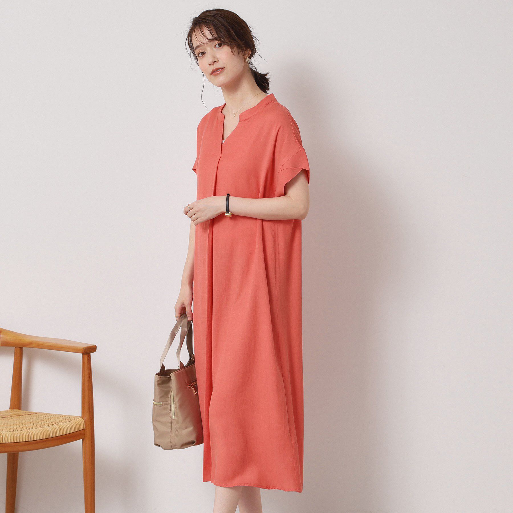 ITS&rsquo;DEMO「【接触冷感／手洗い可】強撚スラブスキッパーワンピース」|ワンピース|