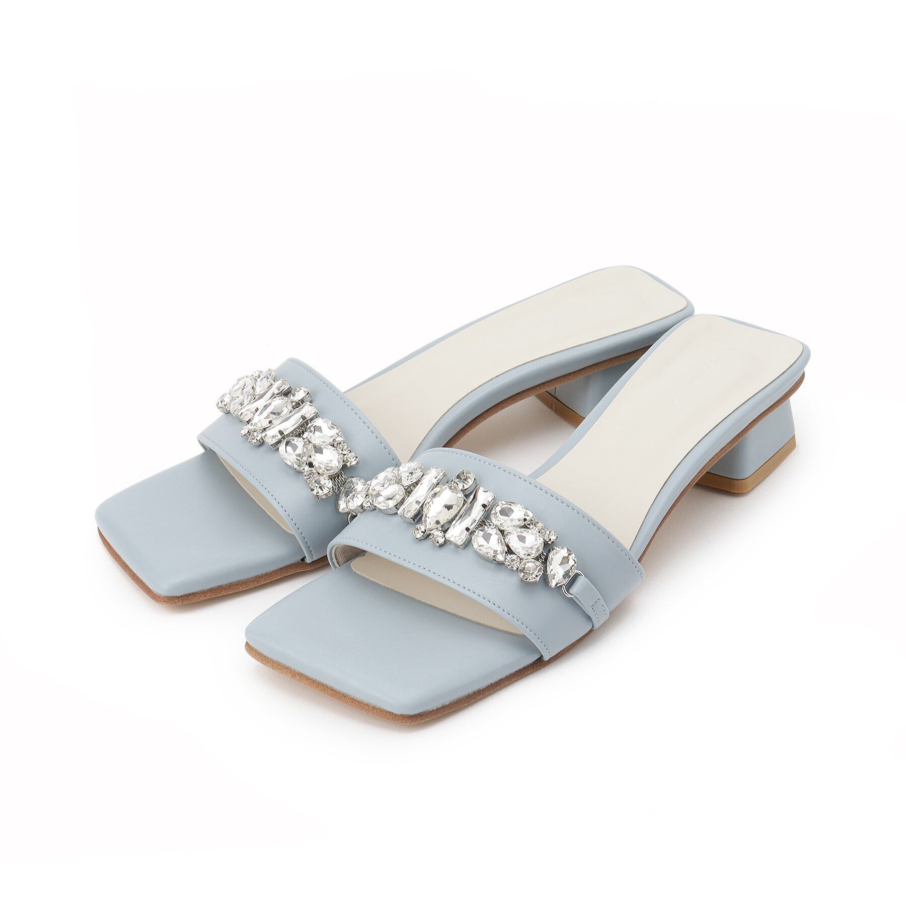 ESPERANZA「ビジューカラフルローヒールミュール」|サンダル|ﾌﾞﾙｰ(092)