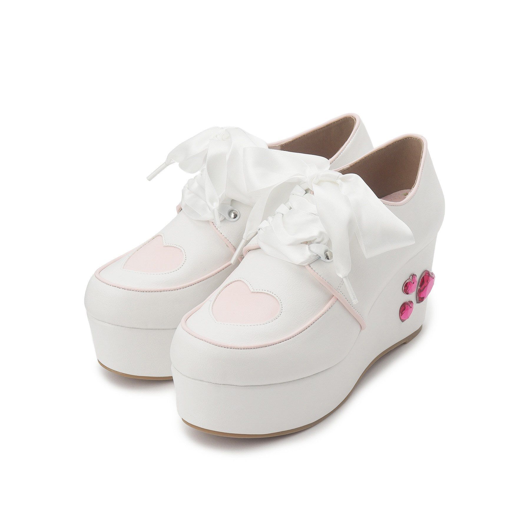 csT&P「厚底キラキラハート付きパンプス」|パンプス|ﾎﾜｲﾄ(001)