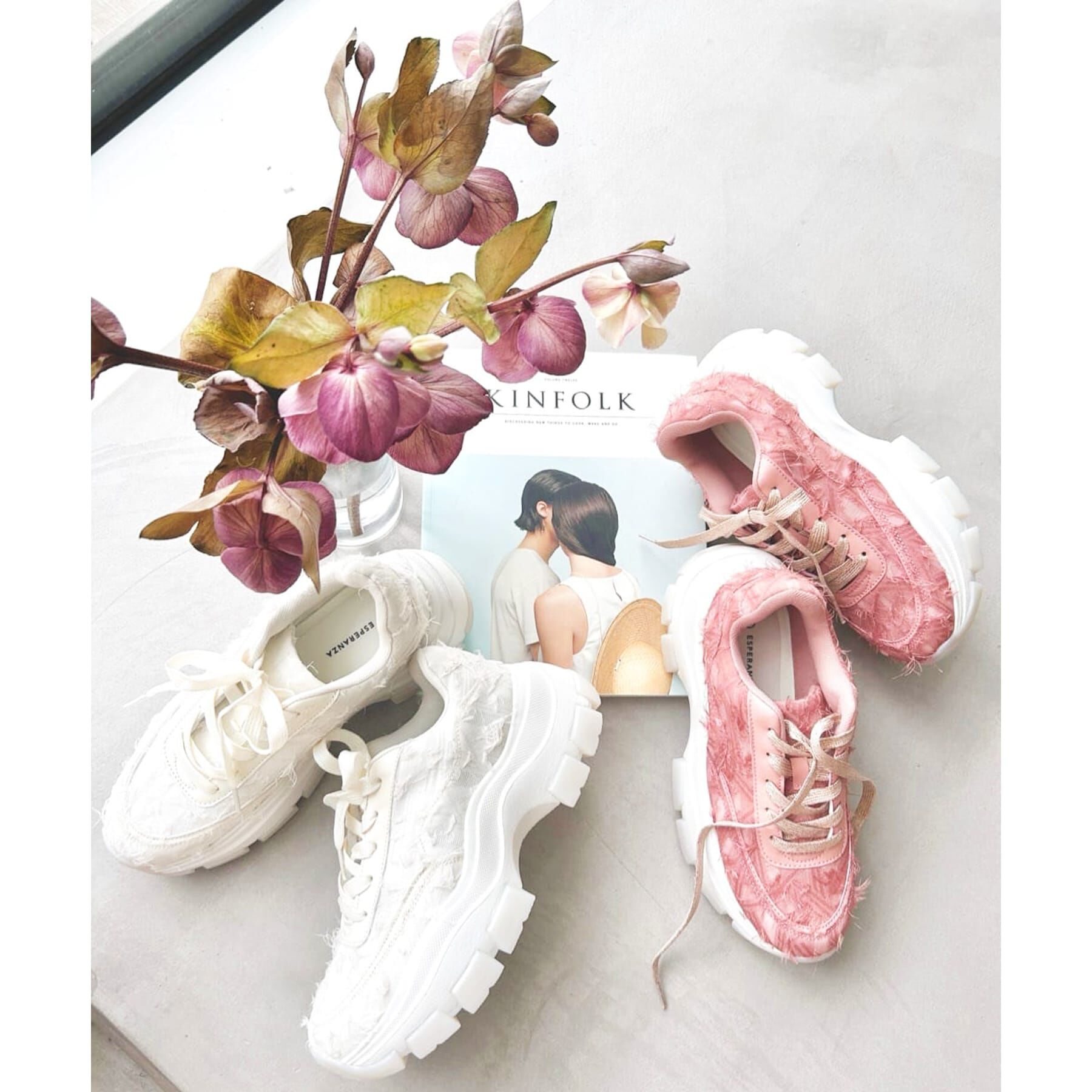 ESPERANZA「ふわふわクッションフリンジスニーカー 24SS」|スニーカー|