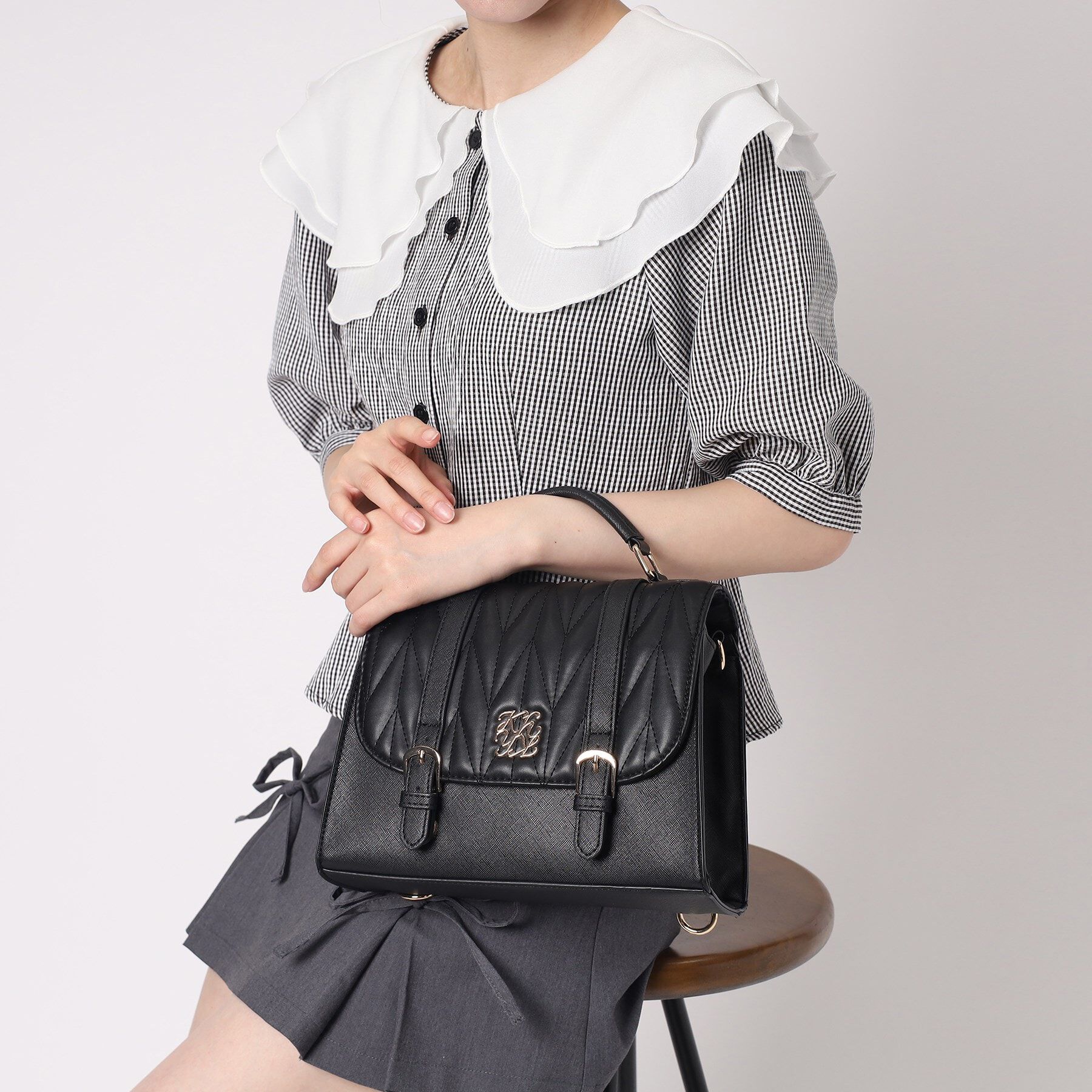 Ober Tashe「プレート付きキルティング3WAYサッチェル」|リュック|