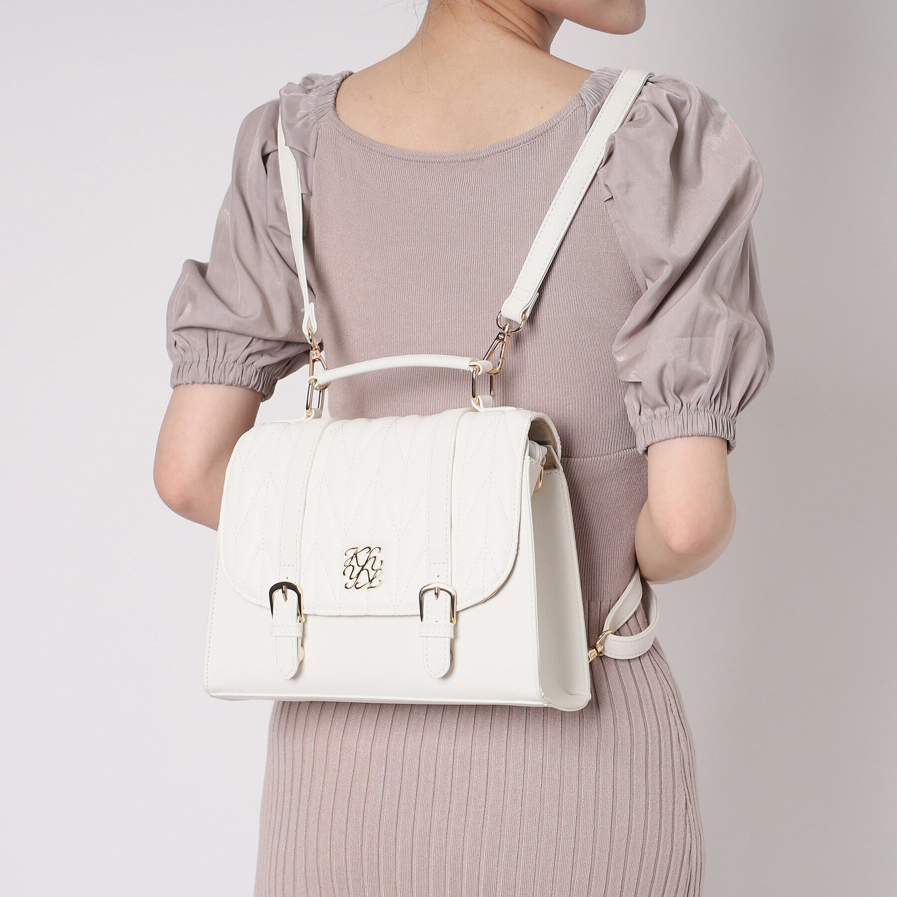 Ober Tashe「プレート付きキルティング3WAYサッチェル」|リュック|