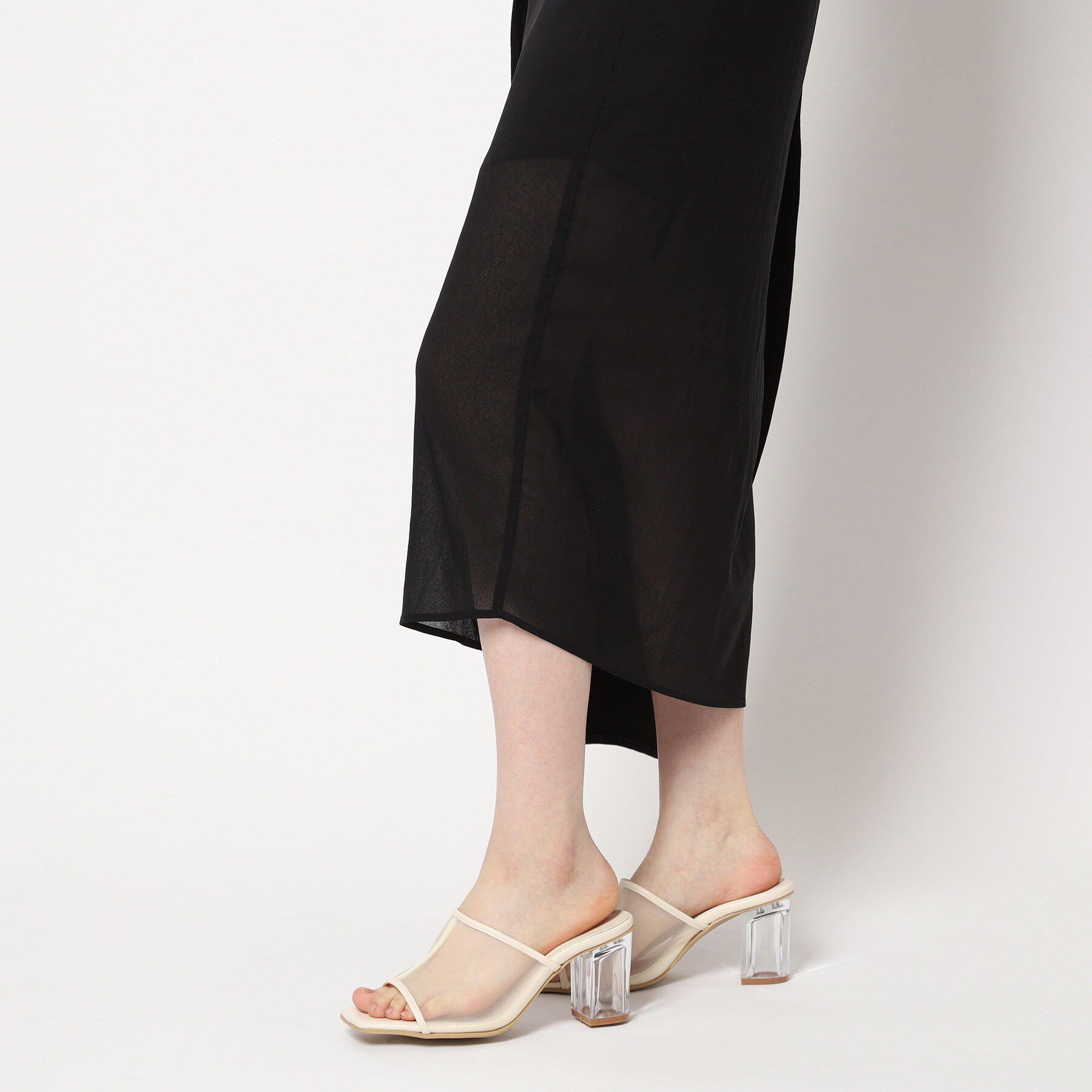 ESPERANZA「チュールメッシュクリアヒールミュール」|サンダル|
