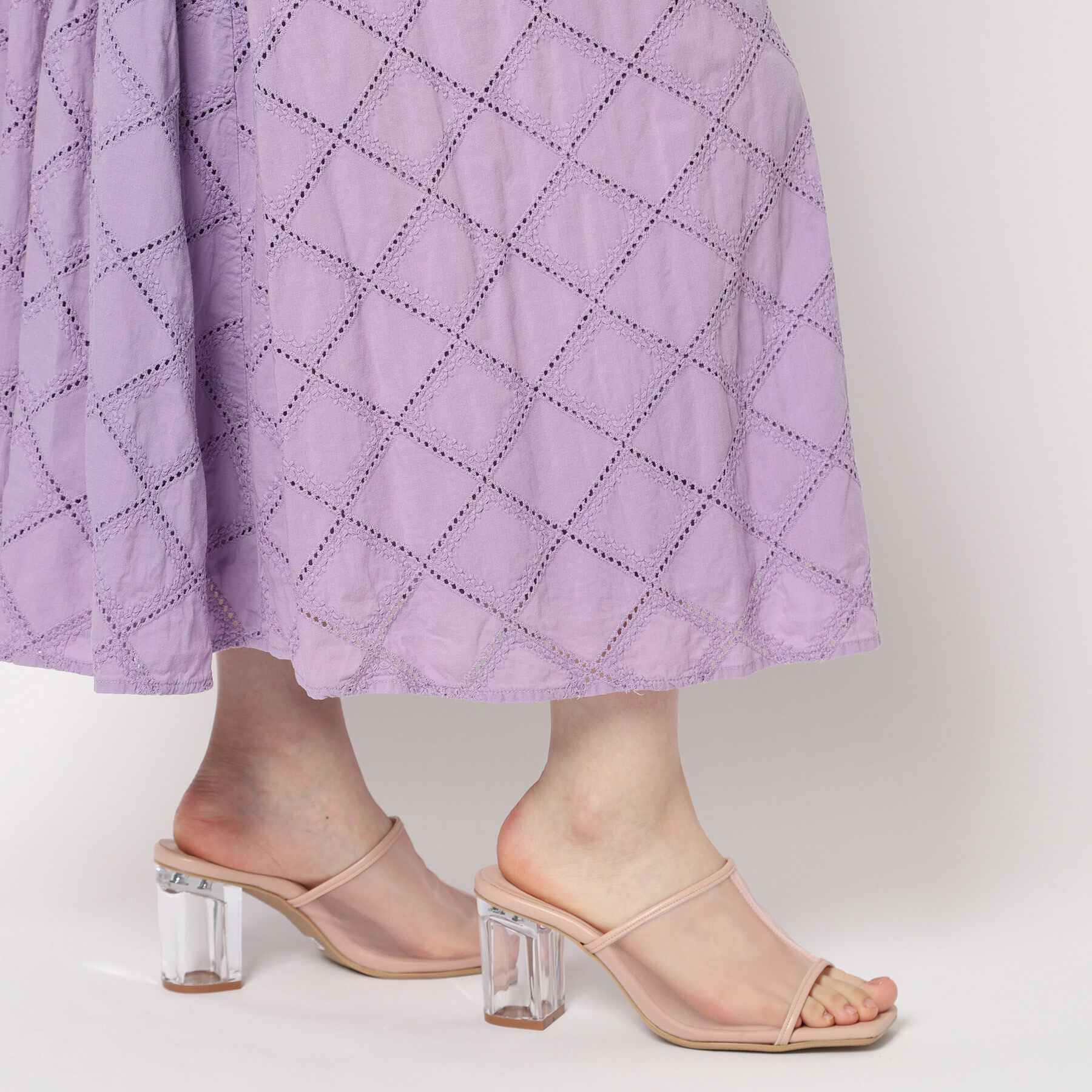 ESPERANZA「チュールメッシュクリアヒールミュール」|サンダル|