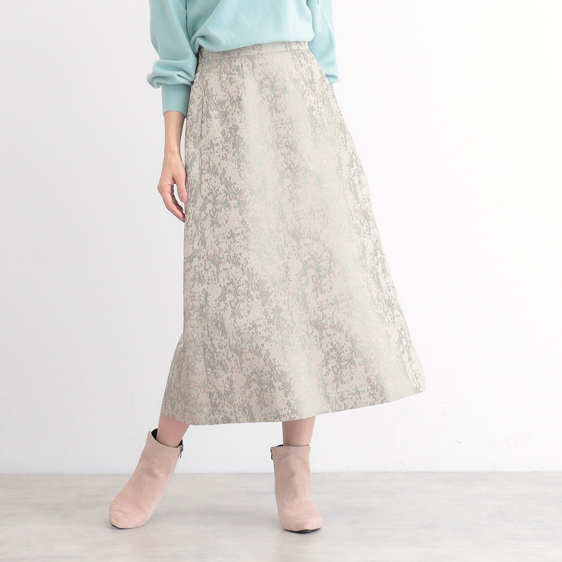 SunaUna「【華やか／ウエストゴム仕様】ラメジャカードスカート」|スカート|グレー(012)