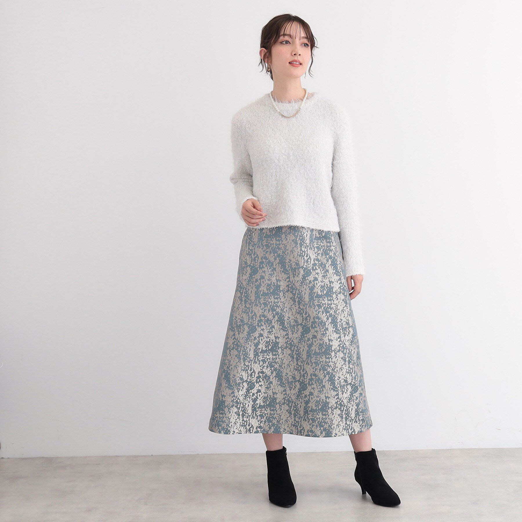 SunaUna「【華やか／ウエストゴム仕様】ラメジャカードスカート」|スカート|