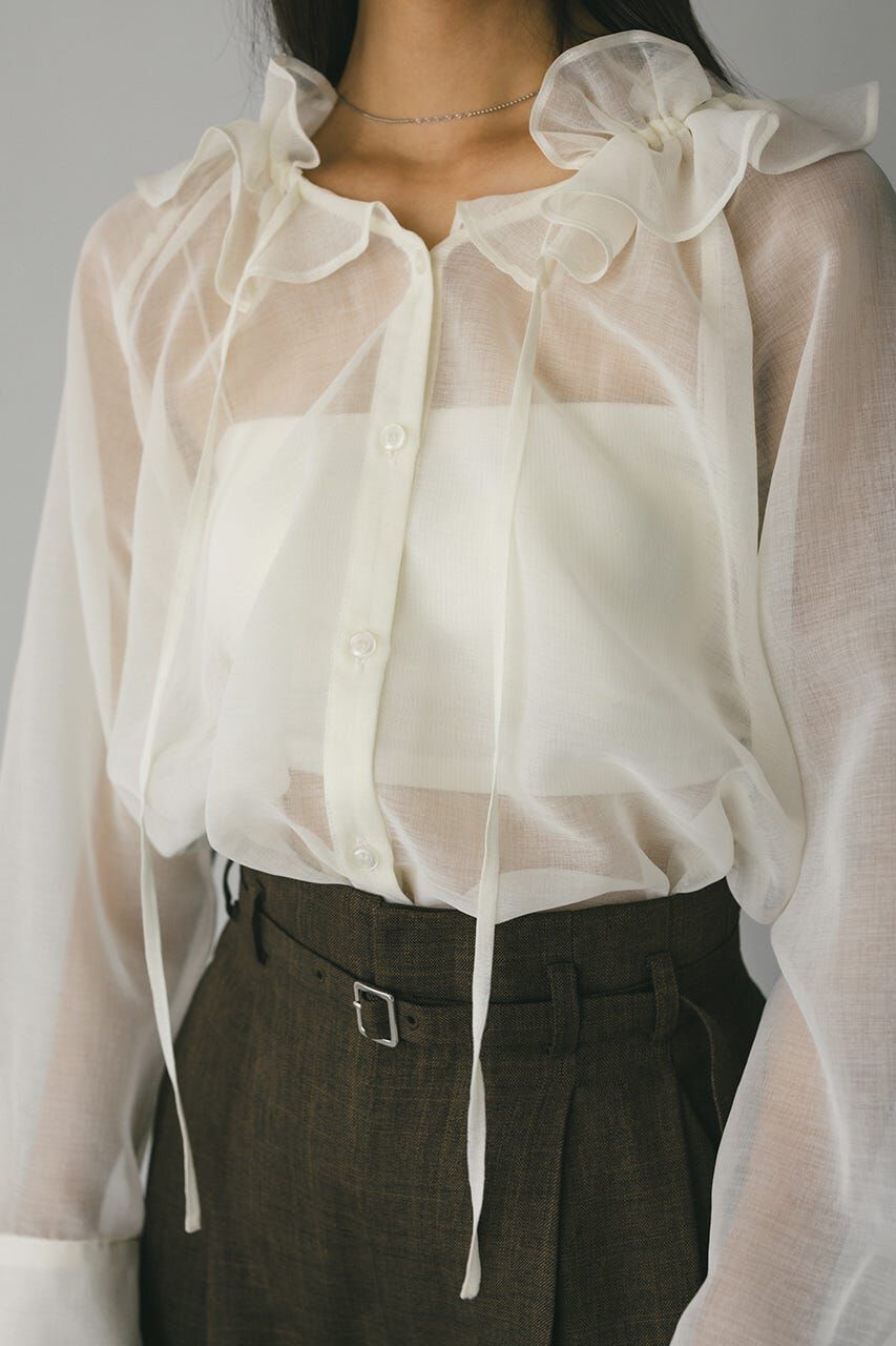 STYLEMIXER「フリルカラーシアーシャツ」|シャツ・ブラウス|