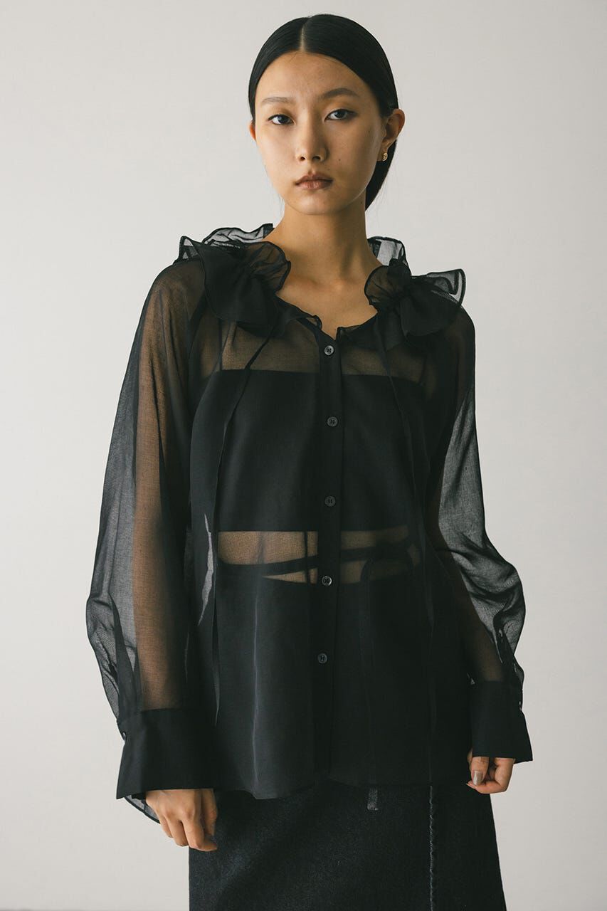 STYLEMIXER「フリルカラーシアーシャツ」|シャツ・ブラウス|BLK