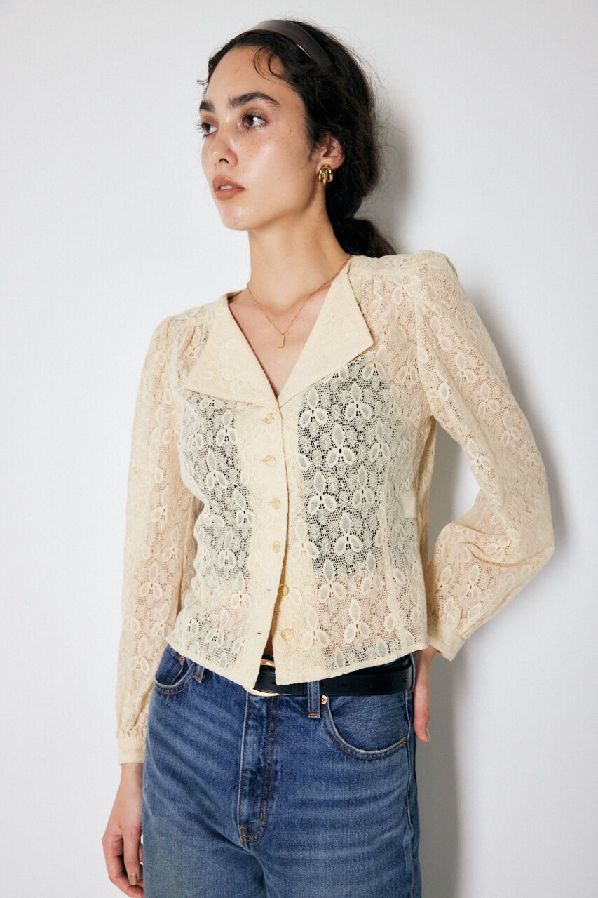 MOUSSY「PUFF SHOULDER LACE ブラウス」|シャツ・ブラウス|