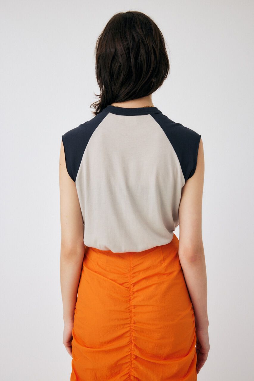 MOUSSY「RAGRAN BLACK LETTER NS Tシャツ」|タンクトップ|