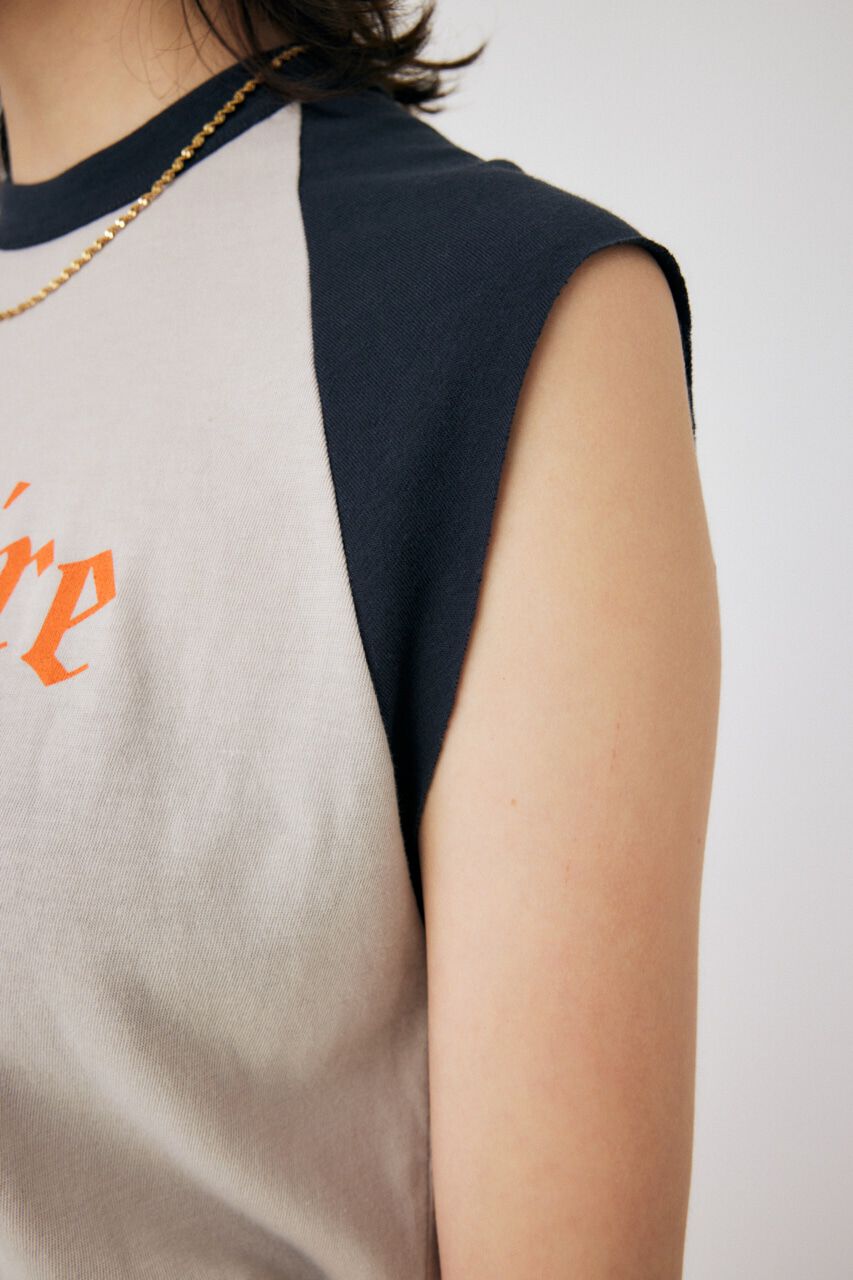 MOUSSY「RAGRAN BLACK LETTER NS Tシャツ」|タンクトップ|