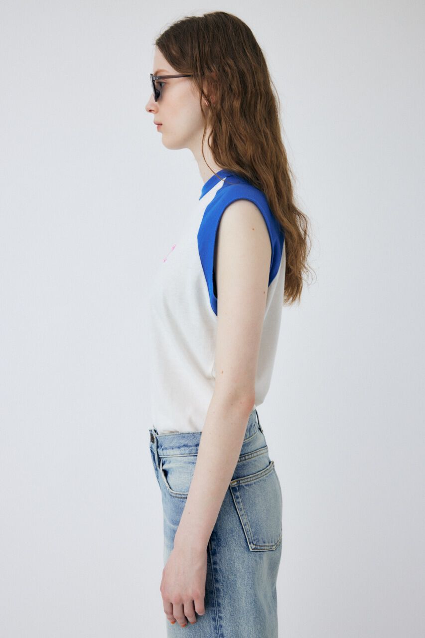 MOUSSY「RAGRAN BLACK LETTER NS Tシャツ」|タンクトップ|