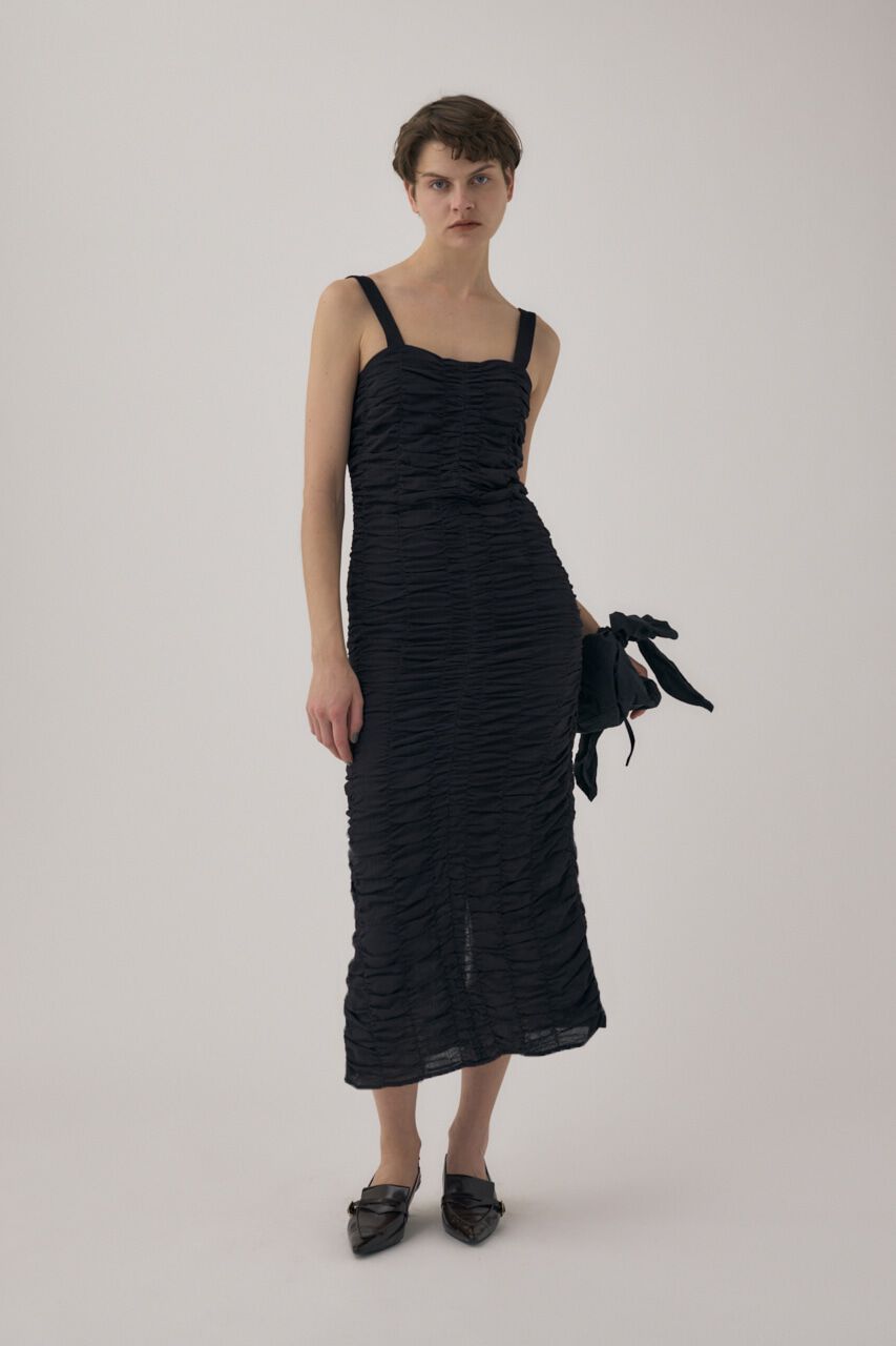 MOUSSY「オーガニックコットンボイル素材使用ギャザーキャミドレス」|ワンピース|