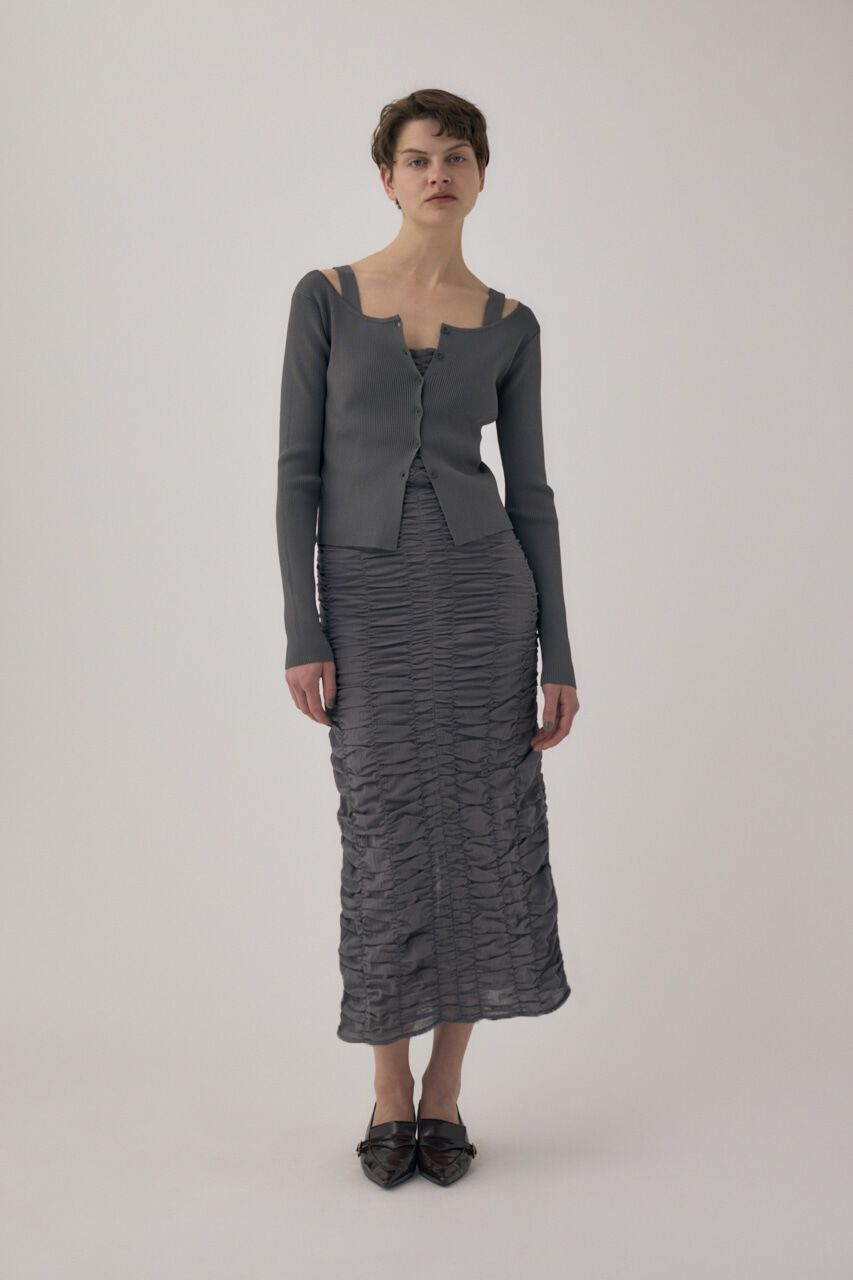 MOUSSY「オーガニックコットンボイル素材使用ギャザーキャミドレス」|ワンピース|GRY